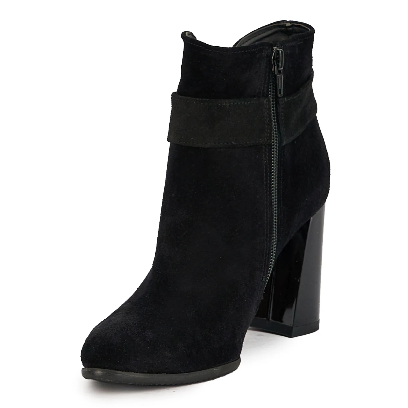 Botine dama din piele naturala neagra cu toc gros 9 cm 17354 - Image 3