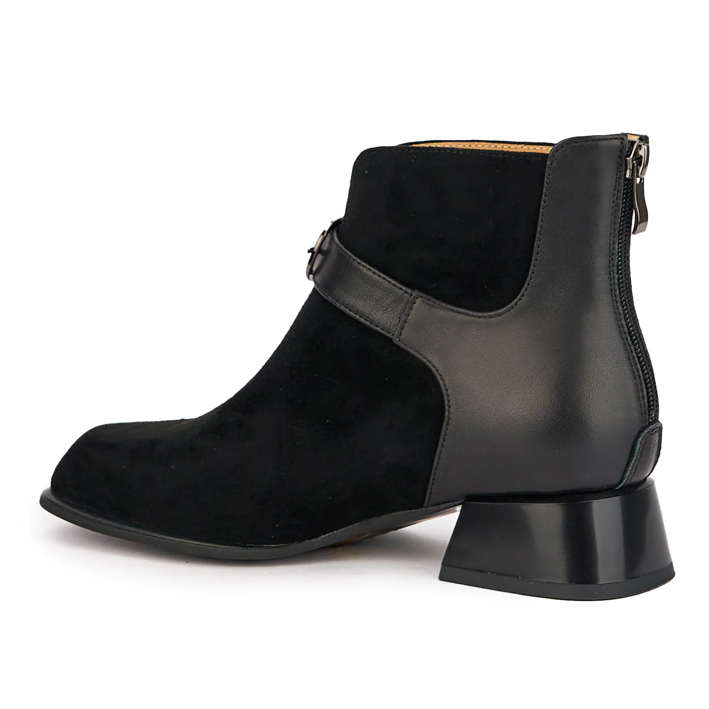 Botine dama din piele naturala neagra cu toc mic 3.5 cm 16999 - Image 2