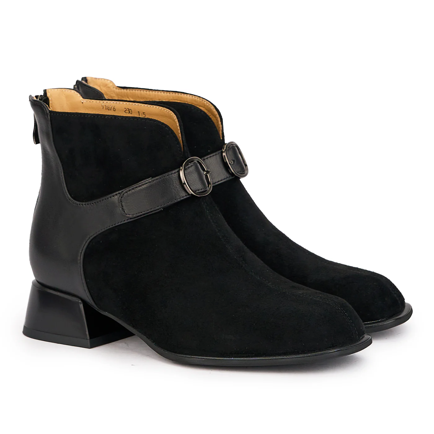 Botine dama din piele naturala neagra cu toc mic 3.5 cm 16999 - Image 4