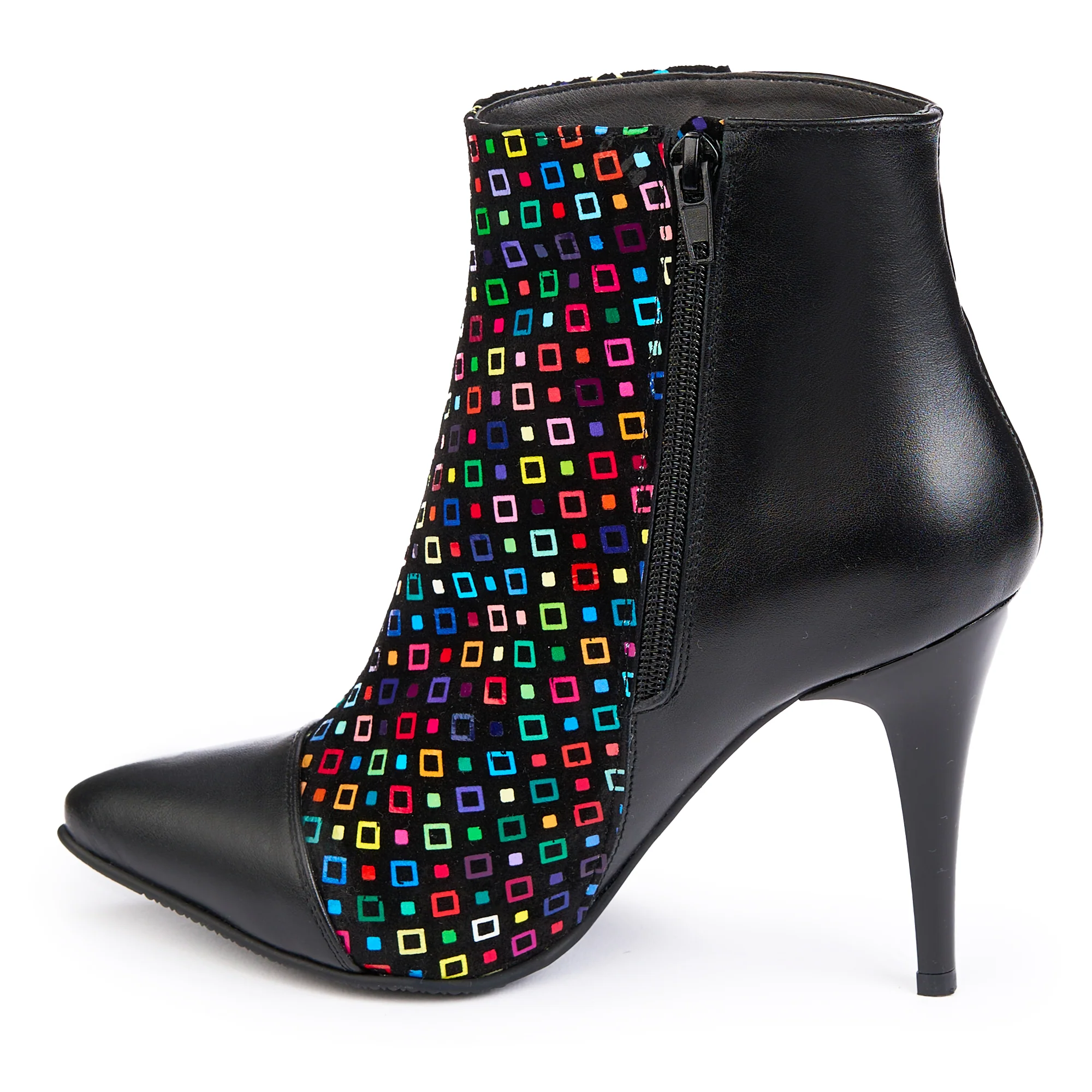 Botine dama din piele naturala neagra cu toc subtire 10 cm 14833 - Image 2