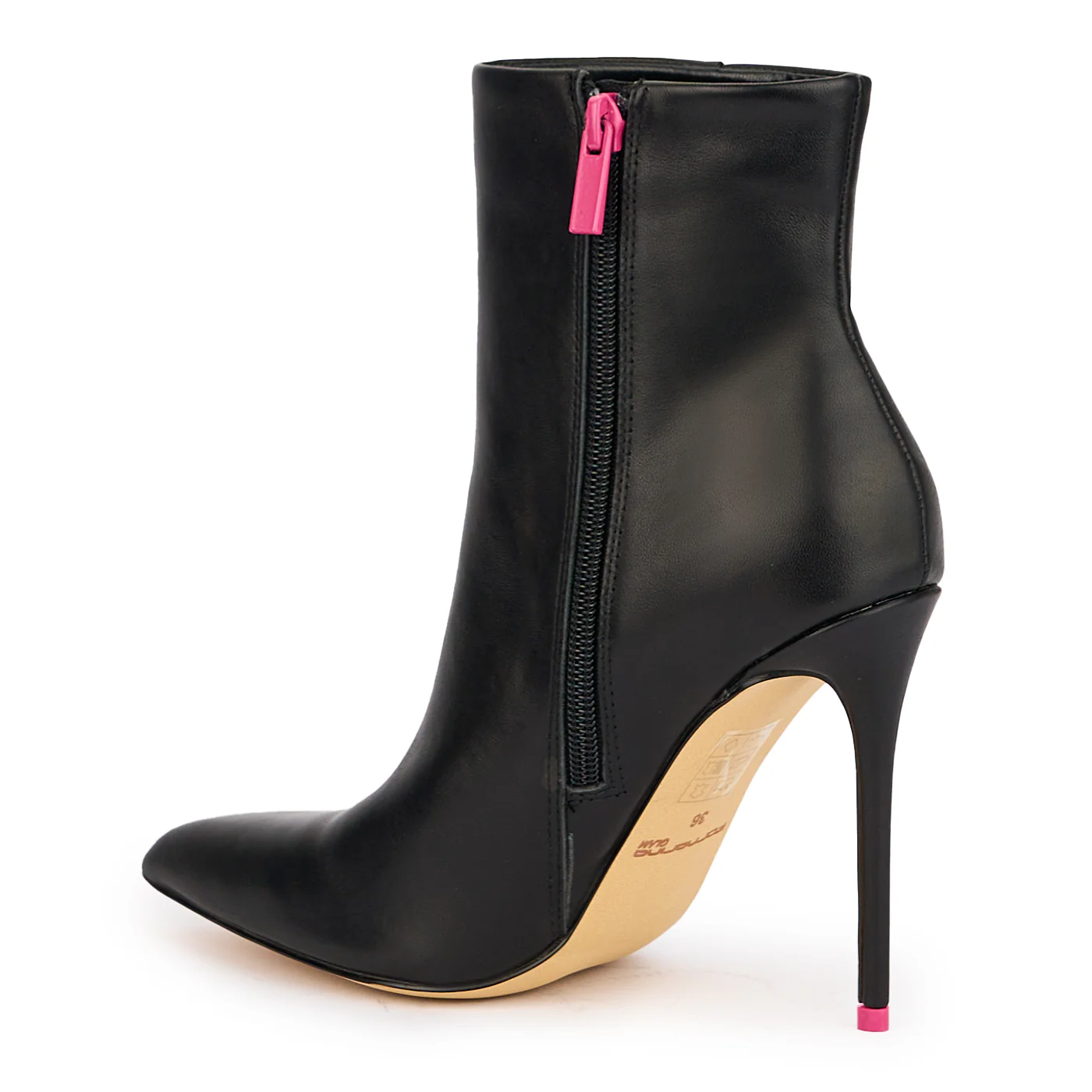 Botine dama din piele naturala neagra cu toc subtire 11 cm 16848 - Image 2