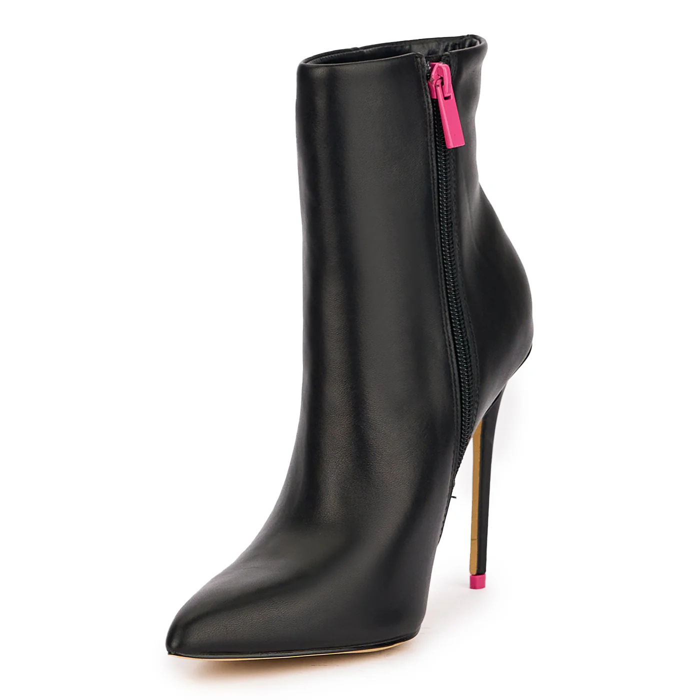 Botine dama din piele naturala neagra cu toc subtire 11 cm 16848 - Image 3