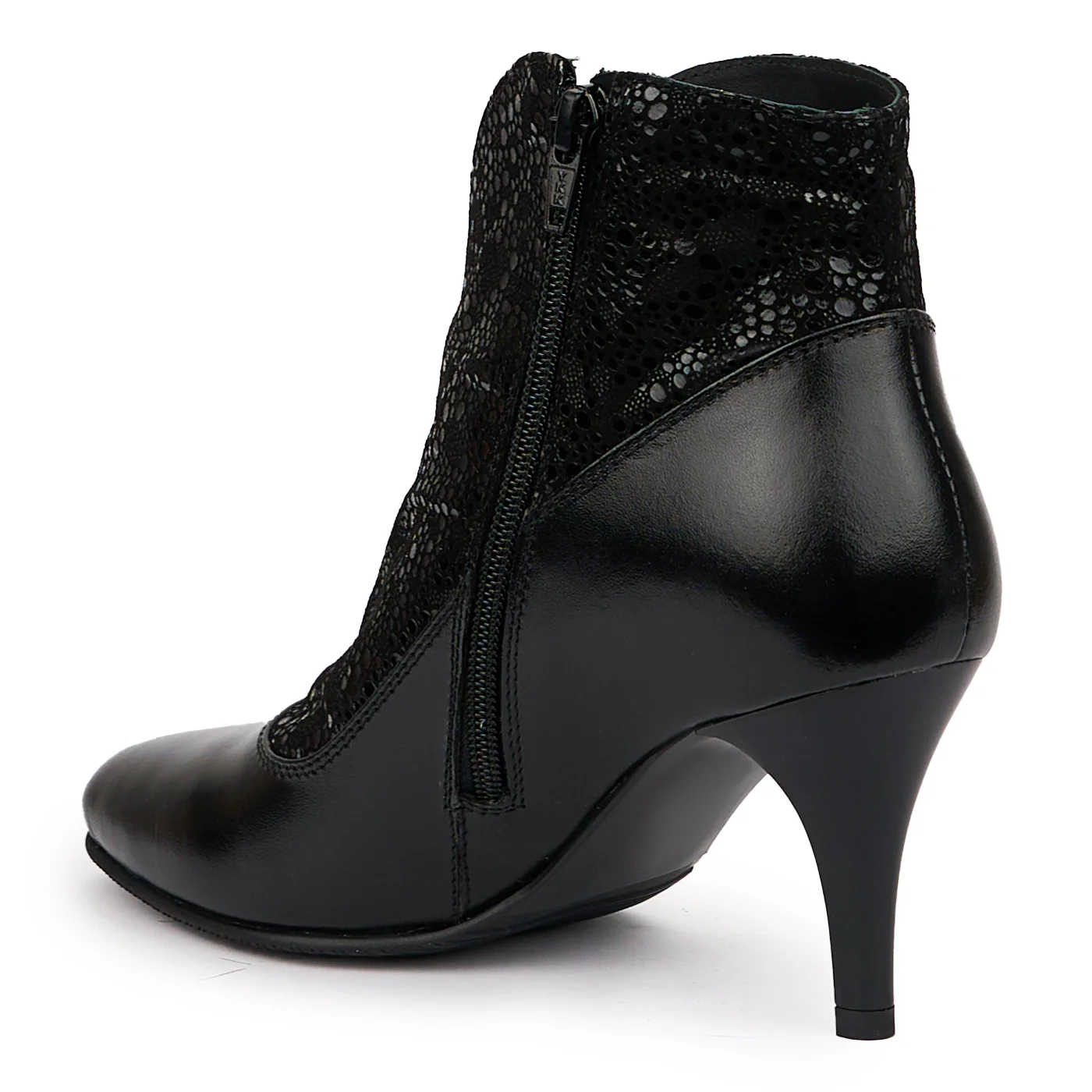 Botine dama din piele naturala neagra cu toc subtire 6 cm 14325 - Image 2