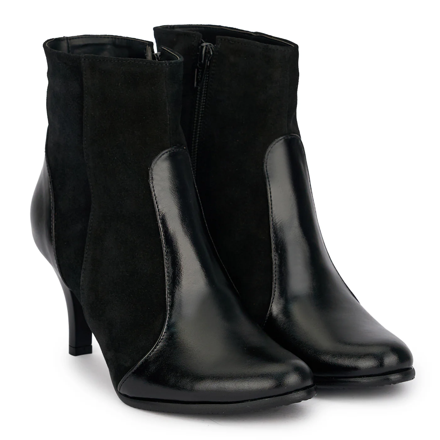 Botine dama din piele naturala neagra cu toc subtire 7.5 cm 18891 - Image 4