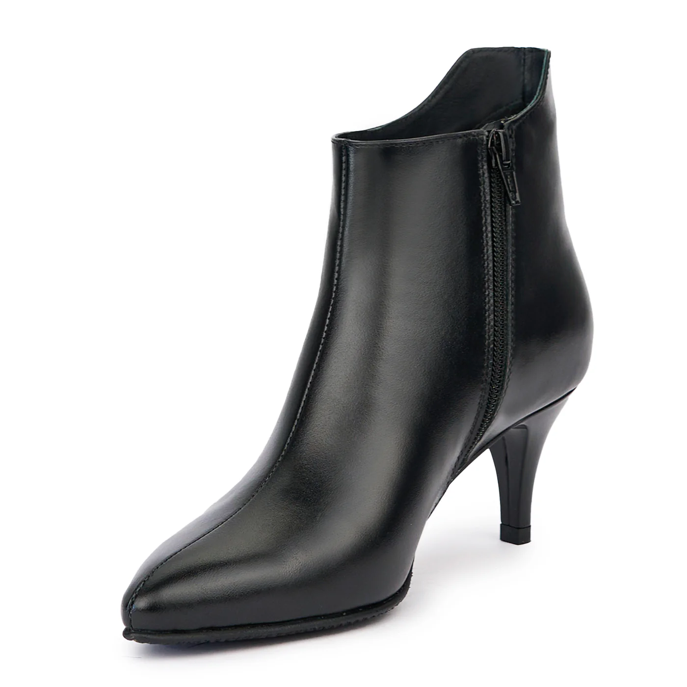 Botine dama din piele naturala neagra cu toc subtire 7 cm 14504 - Image 3