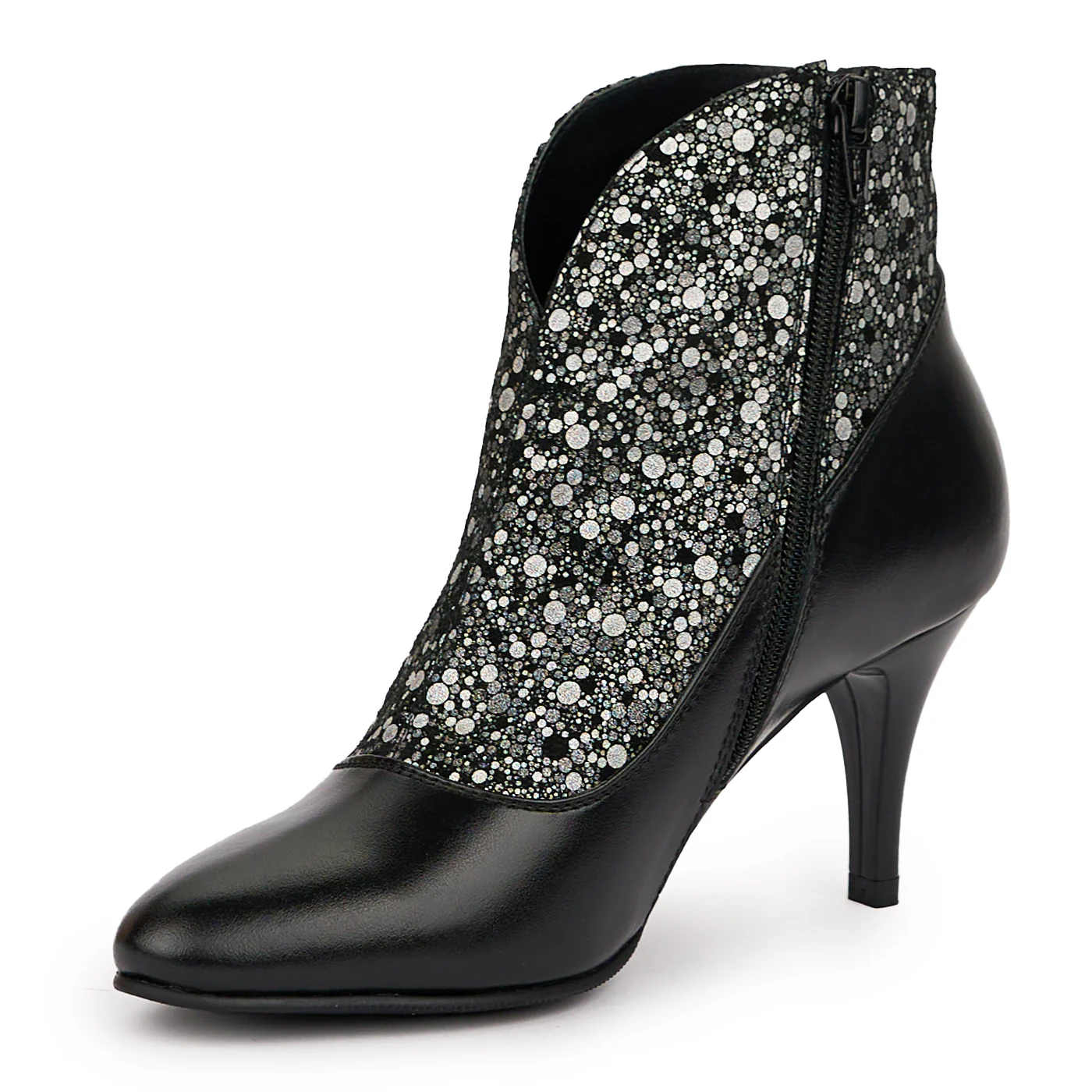 Botine dama din piele naturala neagra cu toc subtire 8 cm 14314 - Image 3
