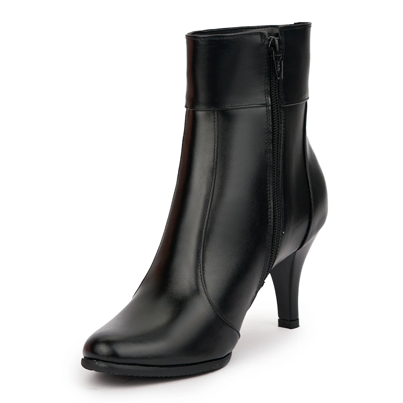 Botine dama din piele naturala neagra cu toc subtire 8 cm 14538 - Image 3