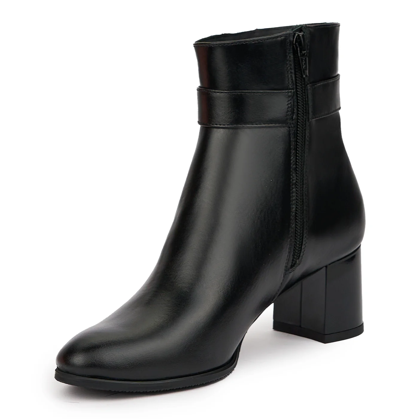 Botine dama din piele naturala neagra toc gros 6 cm 14540 - Image 3