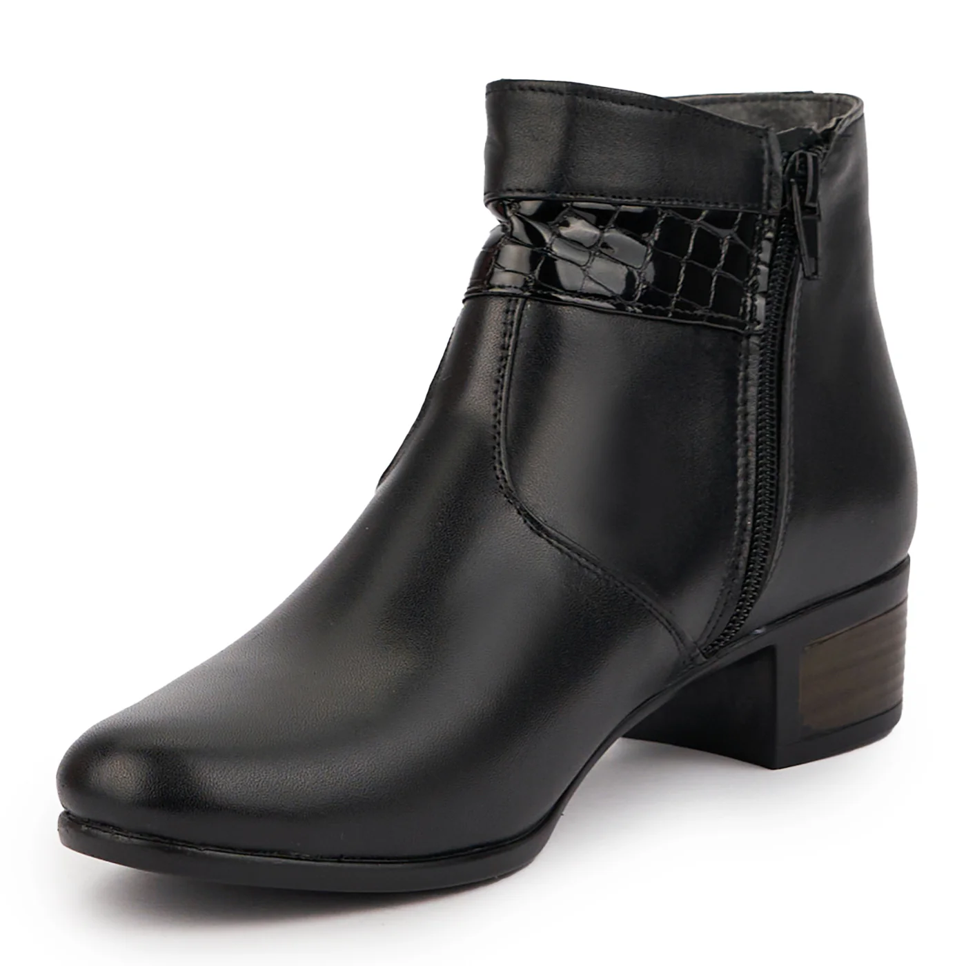 Botine dama din piele naturala neagra toc mic 4 cm 14681 - Image 3