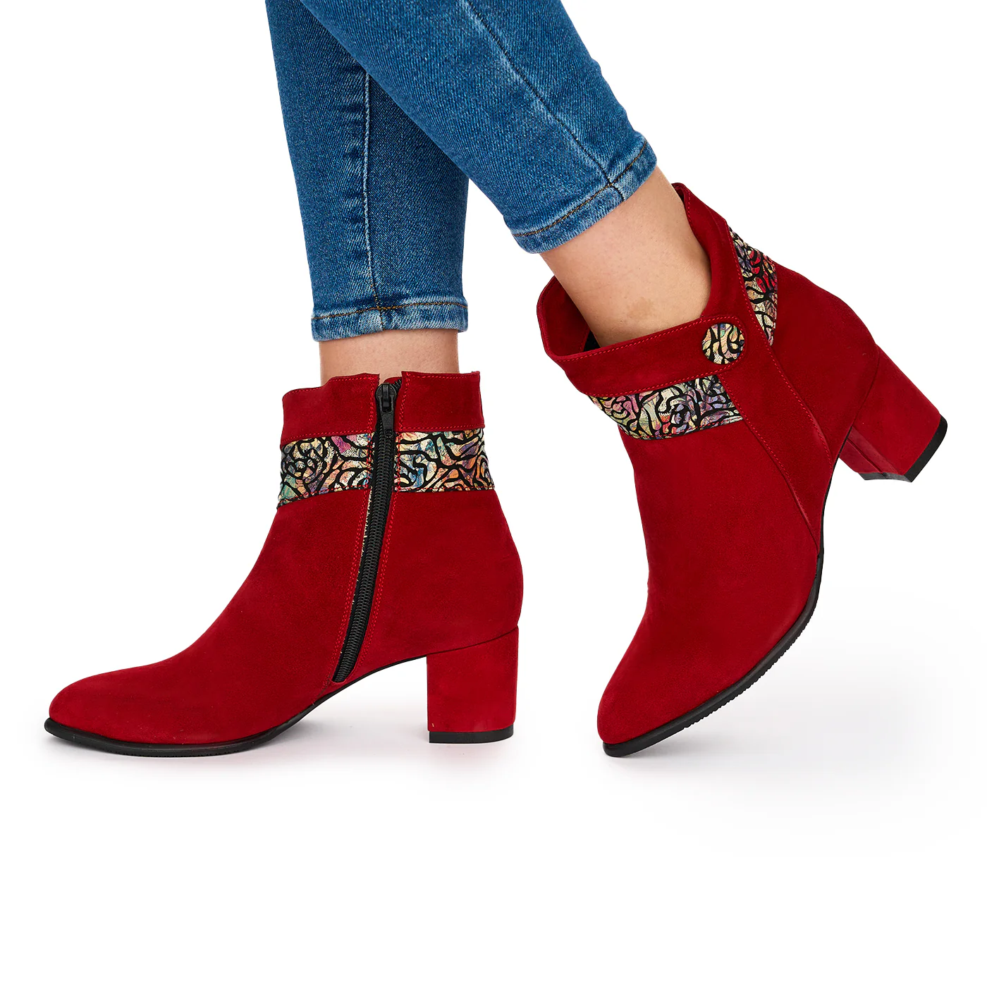 Botine Dama Din Piele Naturala Rosie 10596 - Image 3