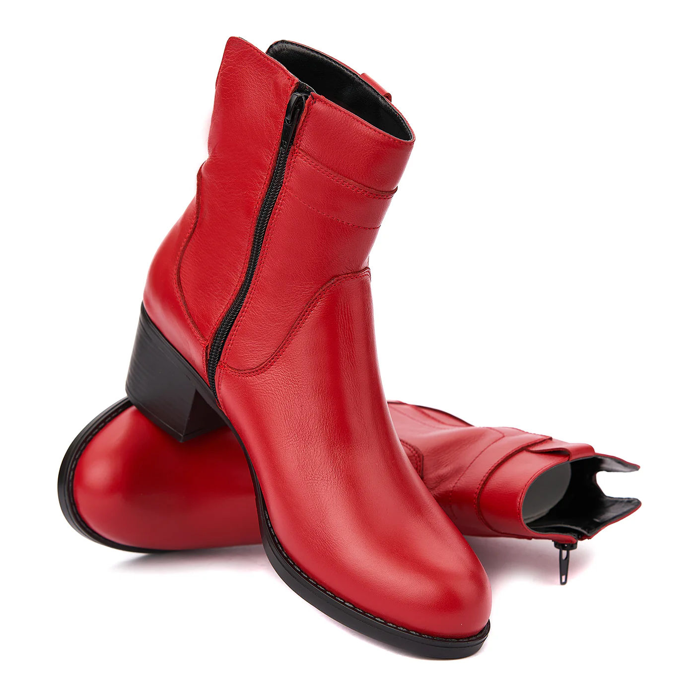 Botine dama din piele naturala rosie 6303 - Image 4
