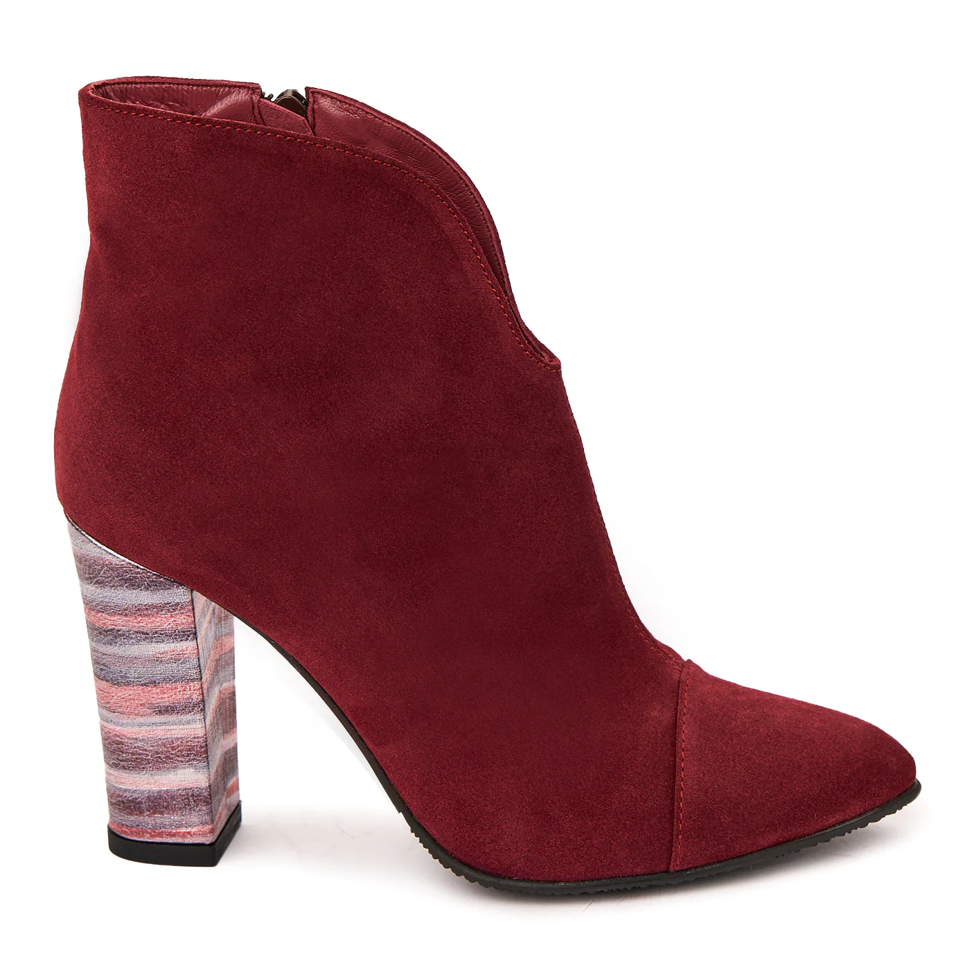 Botine dama din piele naturala visiniu 6349