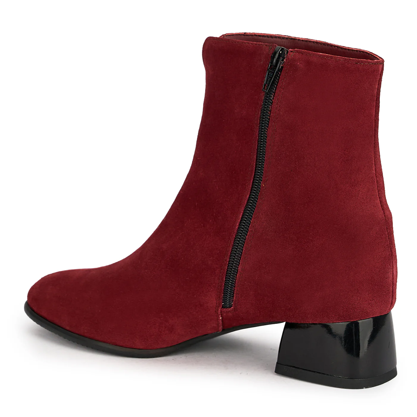 Botine dama din piele naturala rosie cu toc gros 4 cm 18934 - Image 2