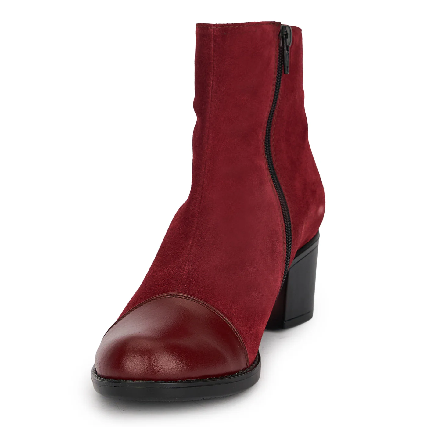 Botine dama din piele naturala rosie cu toc gros 5 cm 18943 - Image 3