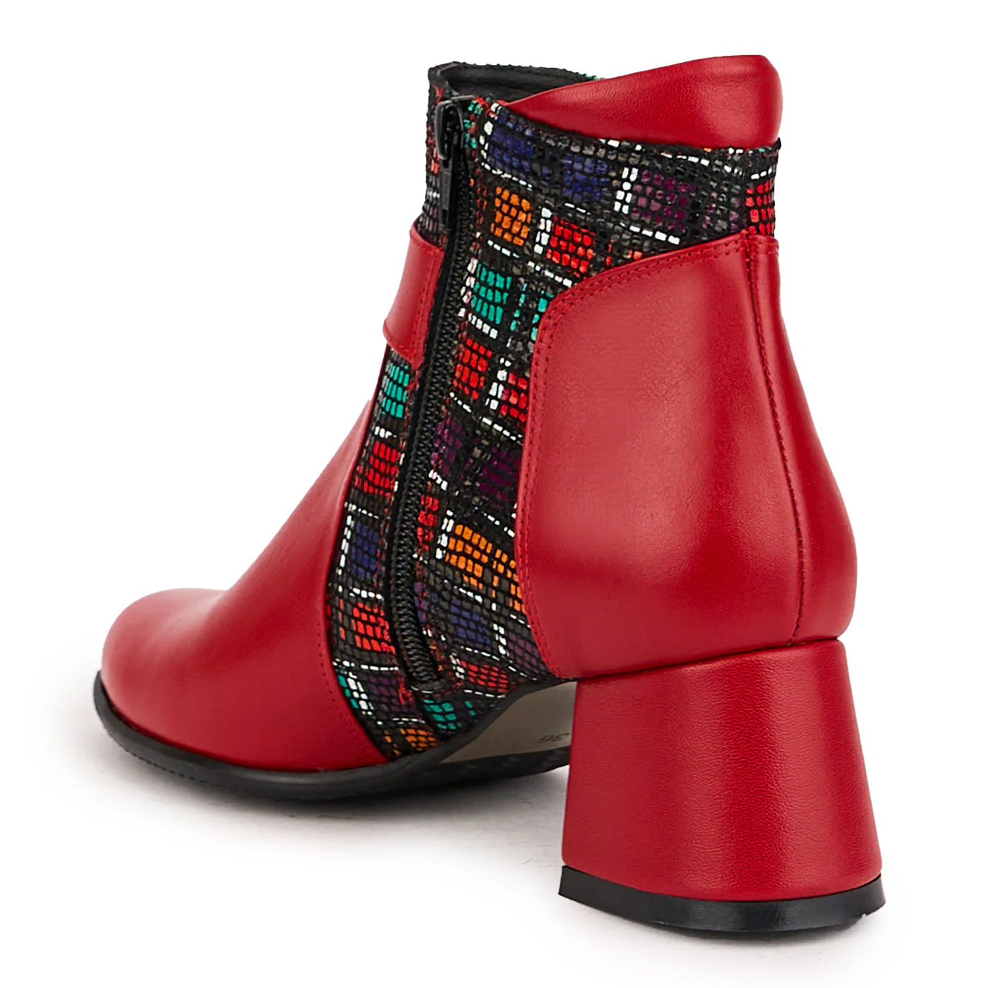 Botine dama din piele naturala rosie cu toc gros 6 cm 16705 - Image 2