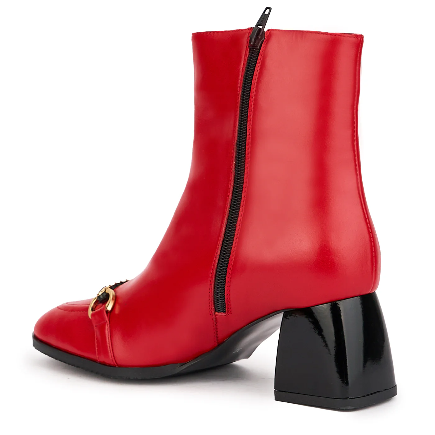 Botine dama din piele naturala rosie cu toc gros 6 cm 17091 - Image 2