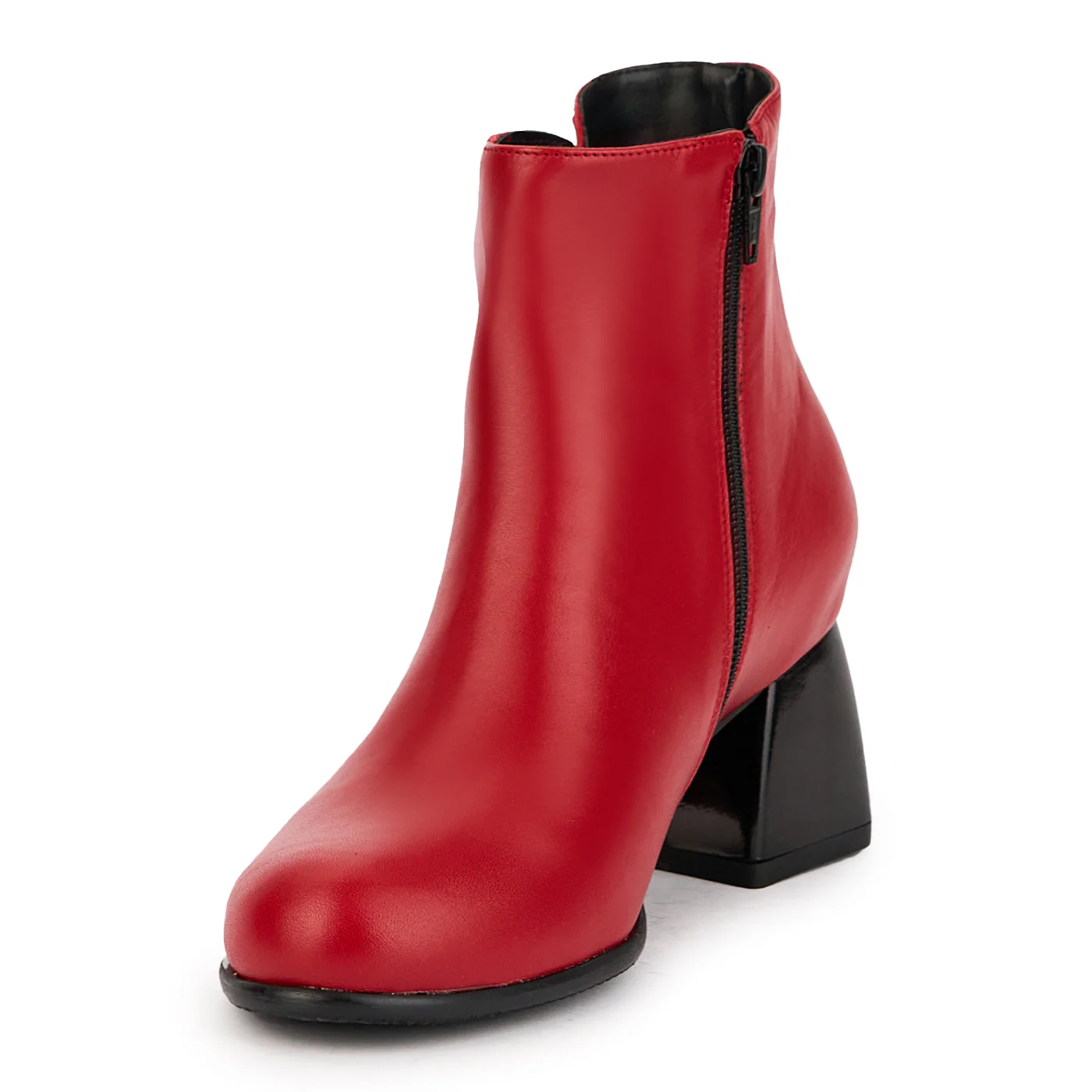 Botine dama din piele naturala rosie cu toc gros 6 cm 17305 - Image 3