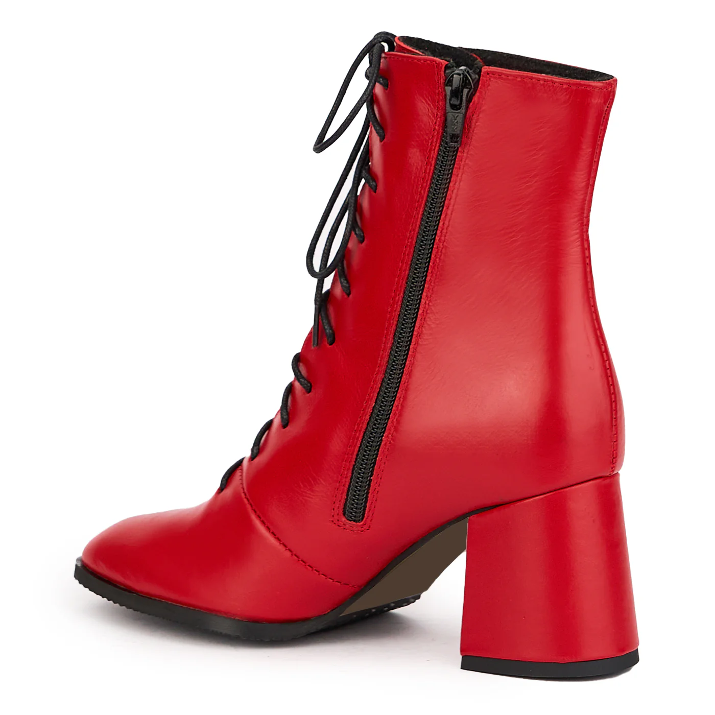 Botine dama din piele naturala rosie cu toc gros 7 cm 17118 - Image 2