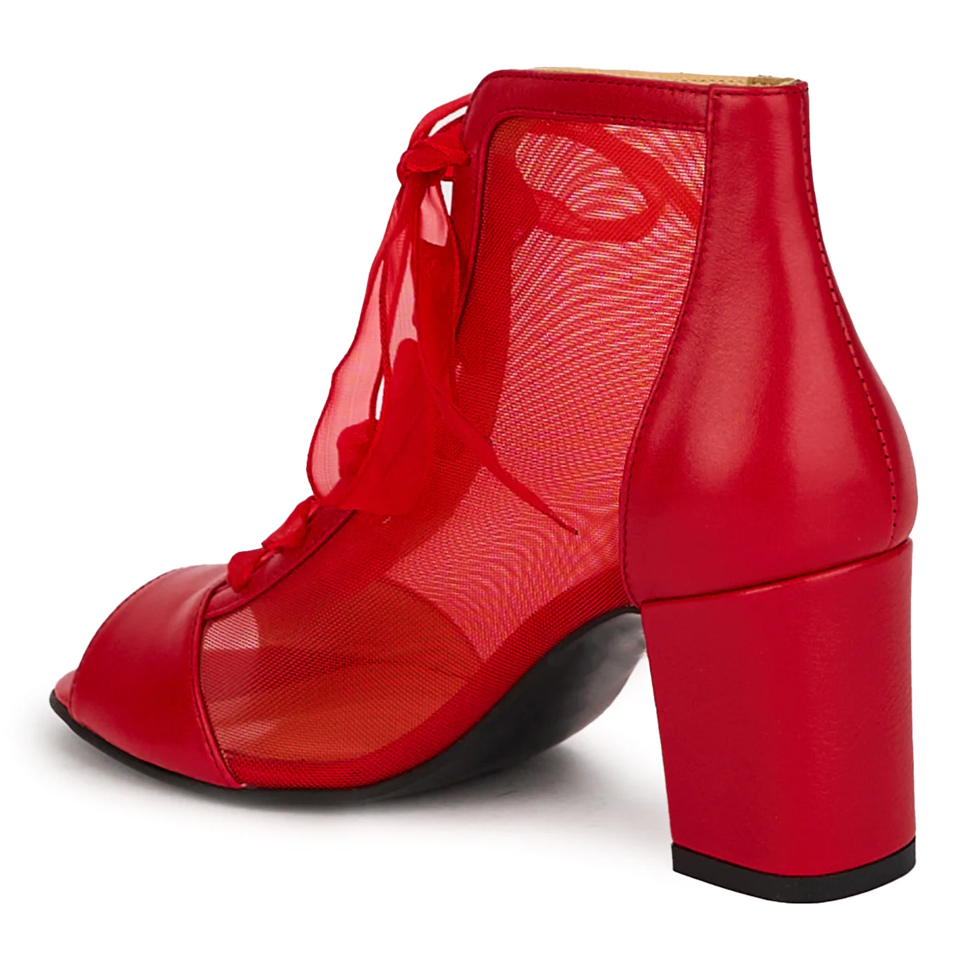Botine dama din piele naturala rosie cu toc gros 7 cm 18287 - Image 2