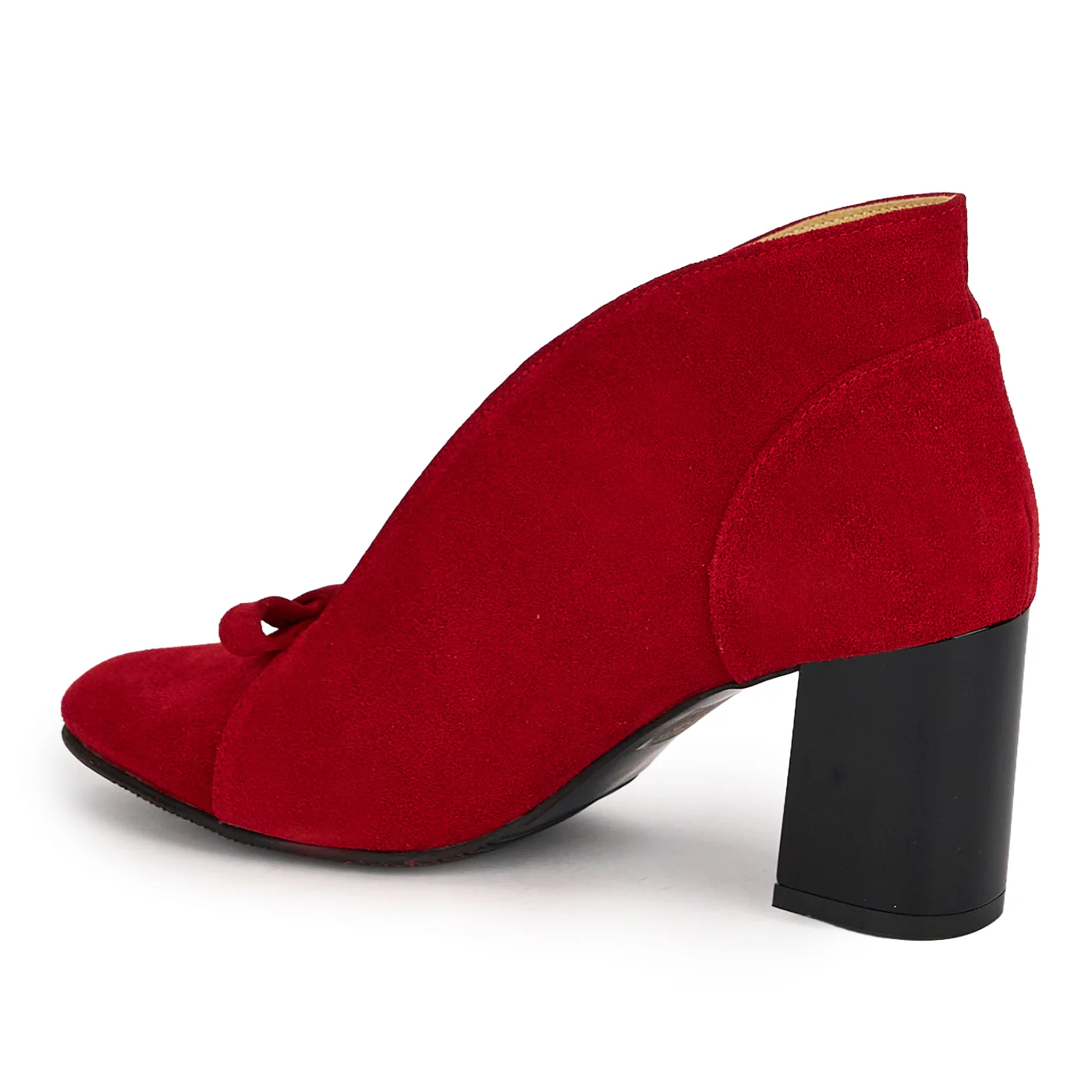 Botine dama din piele naturala rosie cu toc gros 7 cm 19700 - Image 2