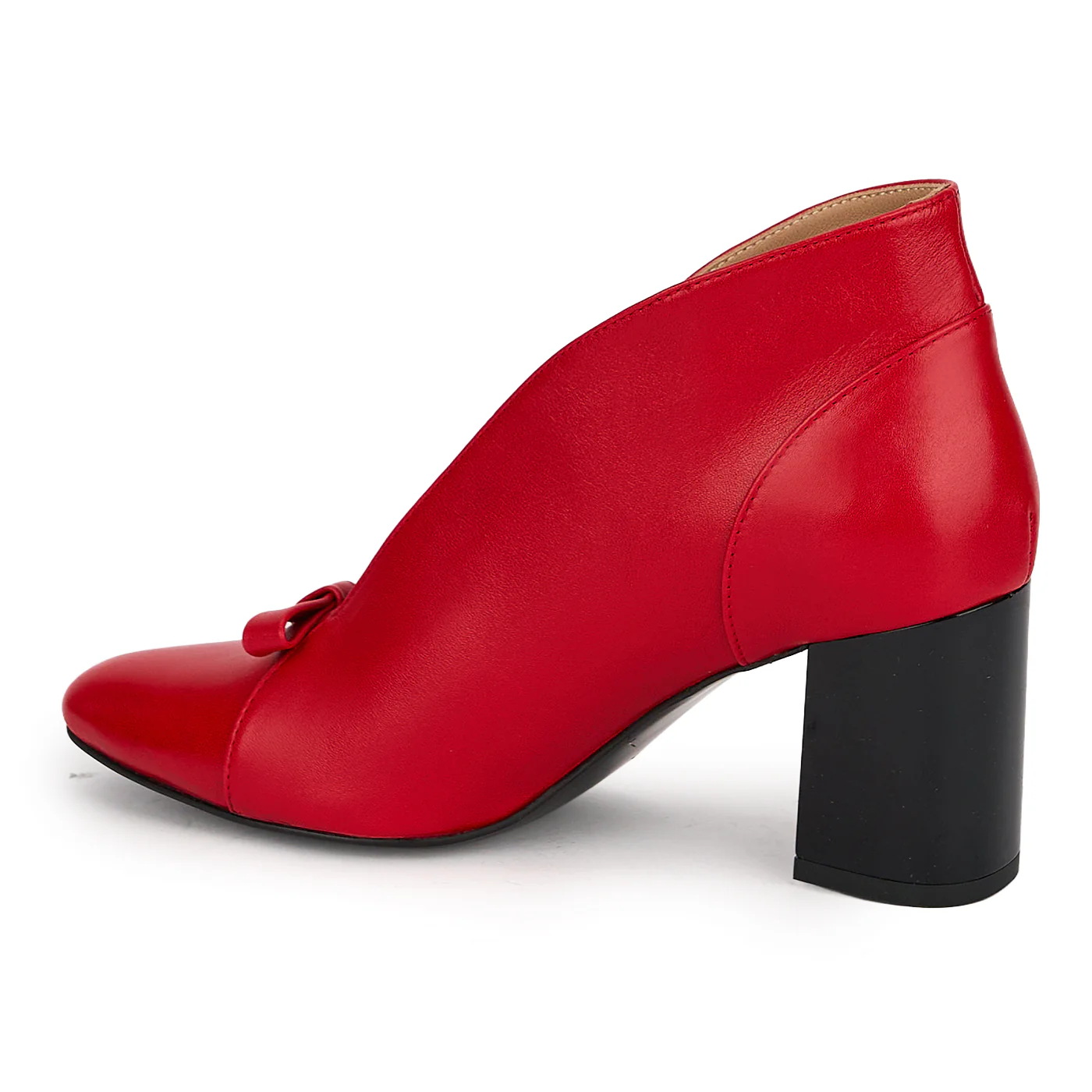 Botine dama din piele naturala rosie cu toc gros 7 cm 19701 - Image 2