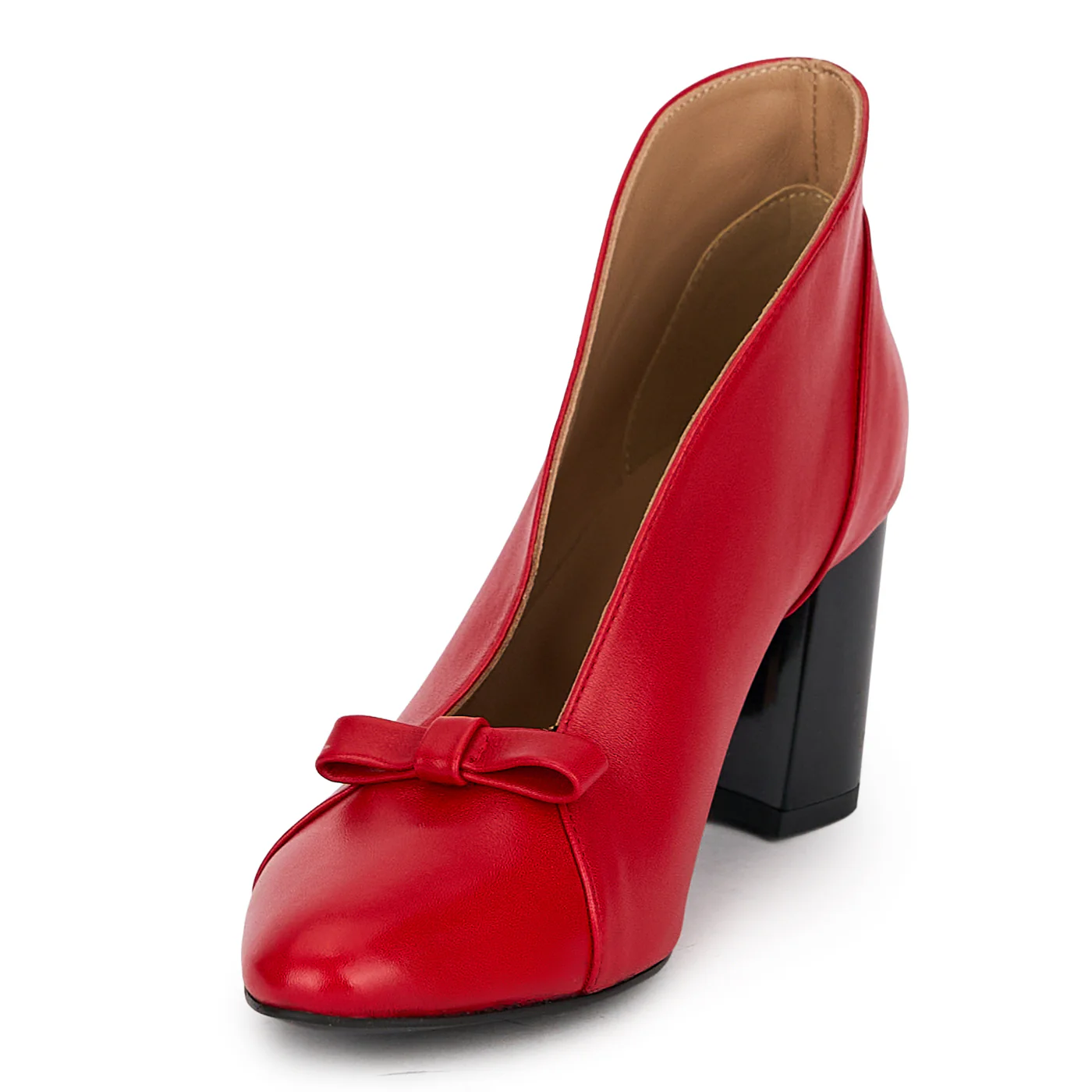 Botine dama din piele naturala rosie cu toc gros 7 cm 19701 - Image 3
