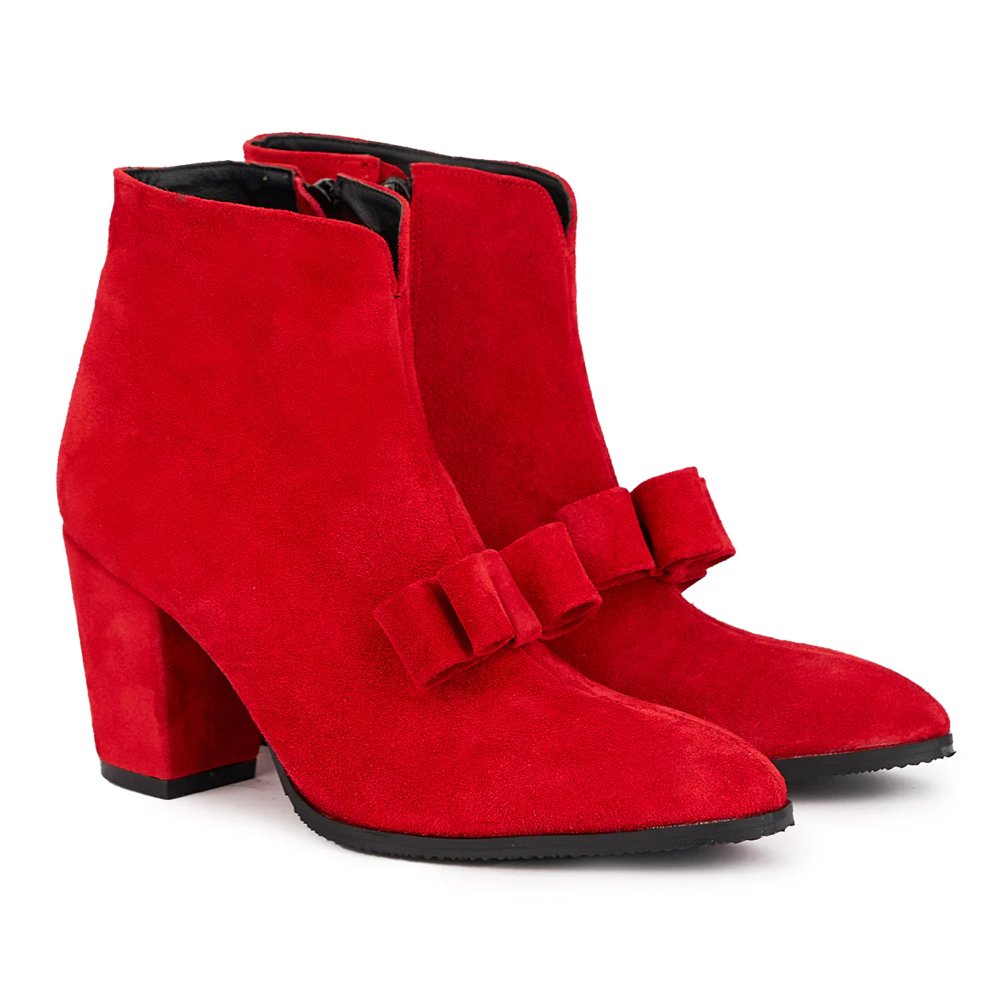 Botine dama din piele naturala rosie cu toc gros 8 cm 17110 - Image 4
