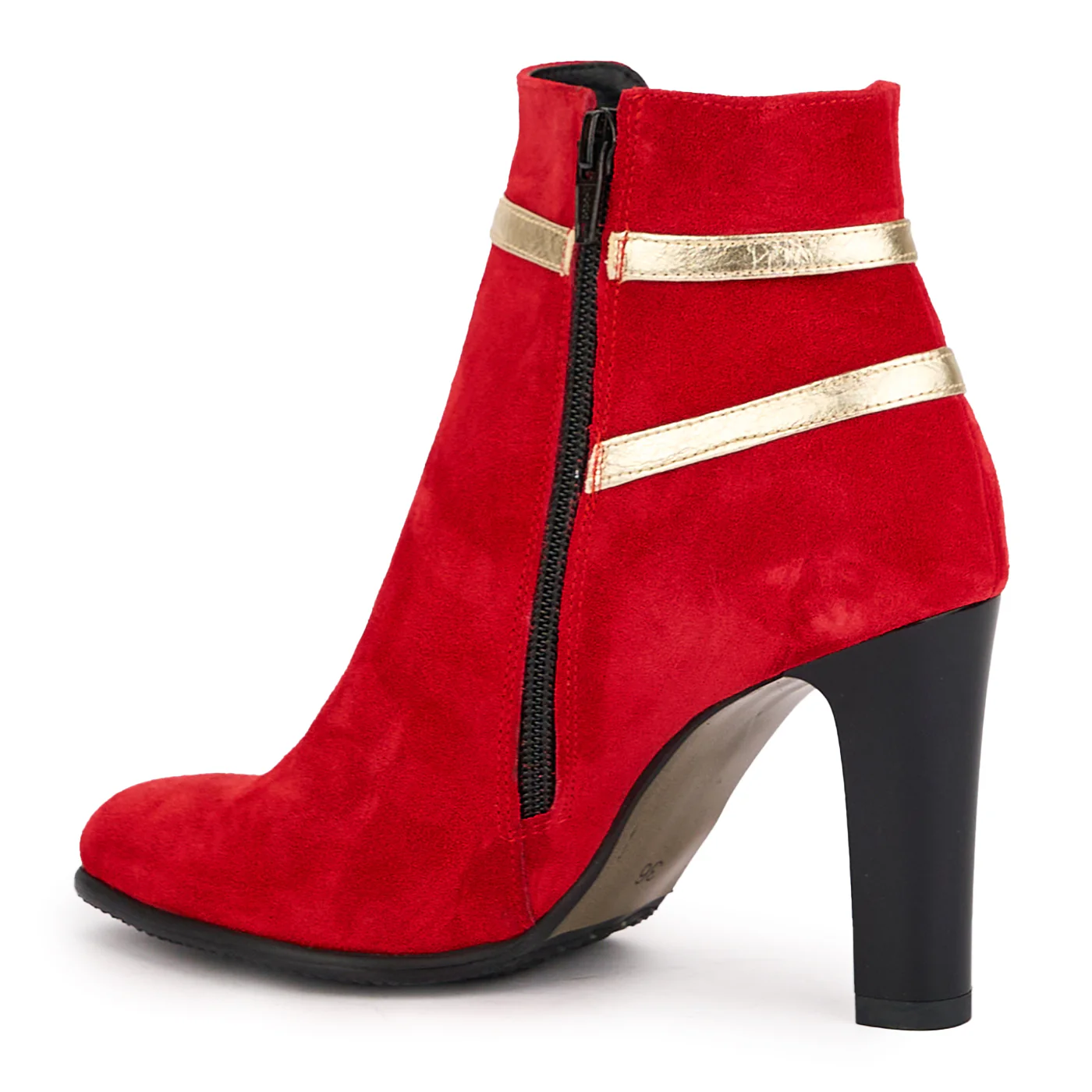 Botine dama din piele naturala rosie cu toc gros 9 cm 16952 - Image 2