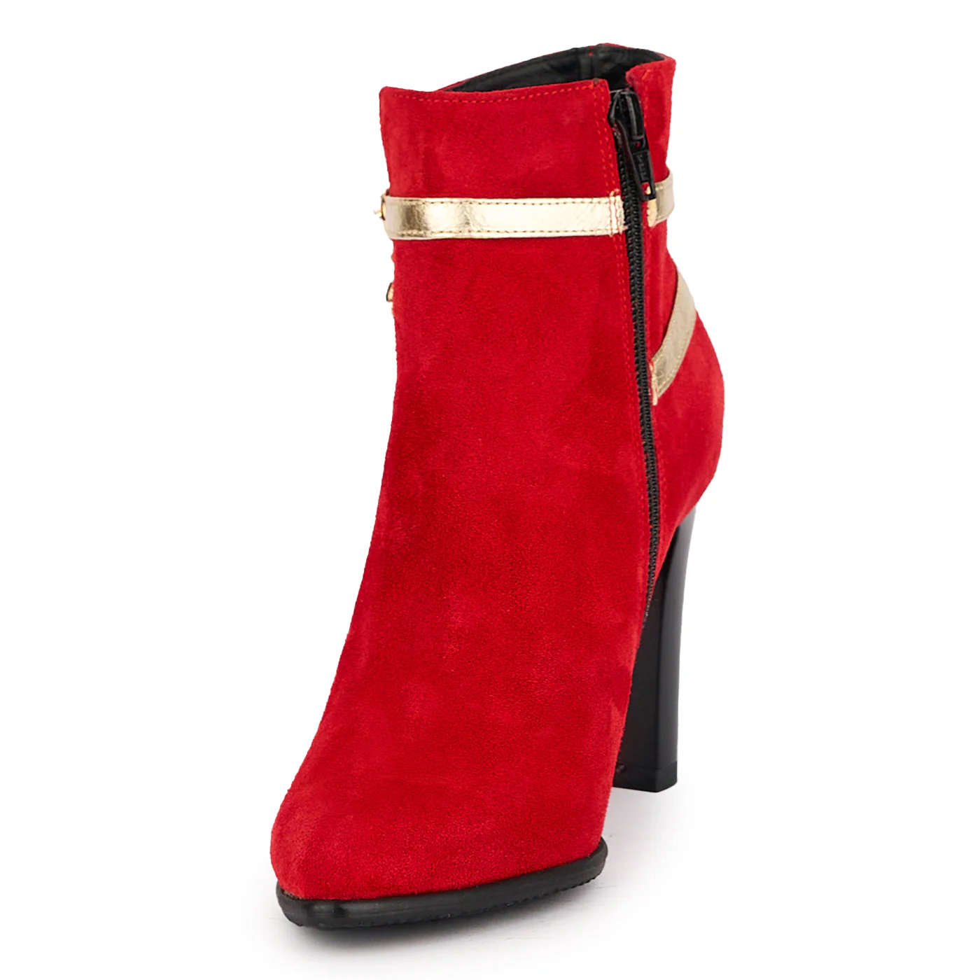 Botine dama din piele naturala rosie cu toc gros 9 cm 16952 - Image 3