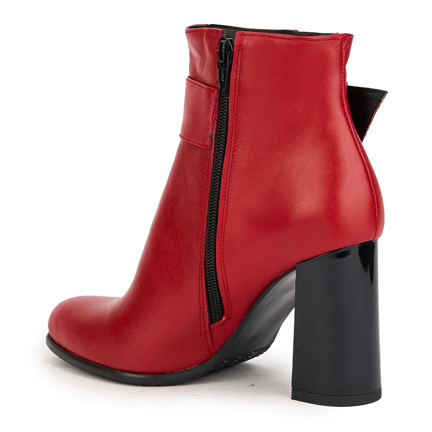 Botine dama din piele naturala rosie cu toc gros 9 cm 17256 - Image 2