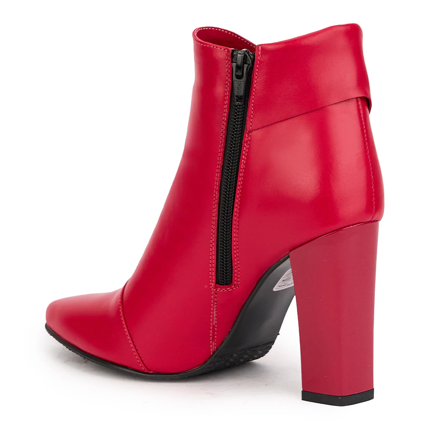 Botine dama din piele naturala rosu-fucsia cu toc gros 10 cm 17178 - Image 2