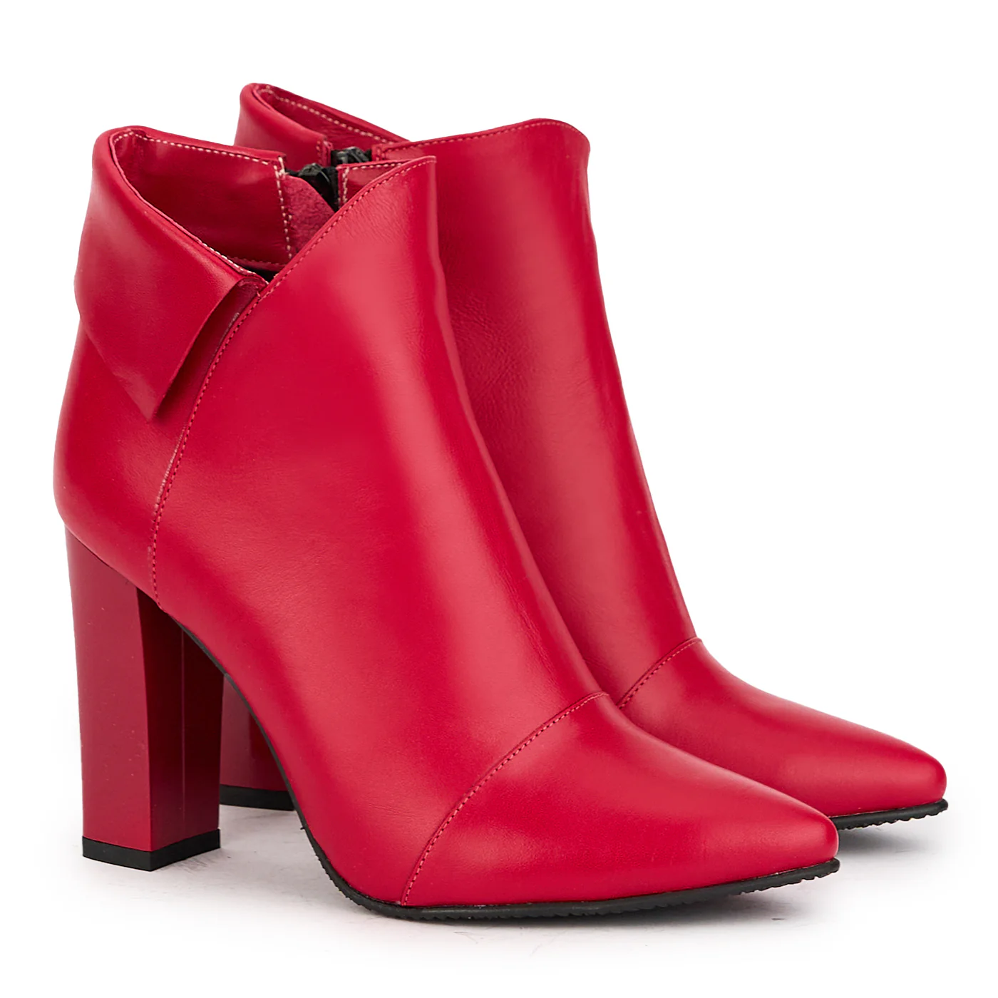 Botine dama din piele naturala rosu-fucsia cu toc gros 10 cm 17178 - Image 4