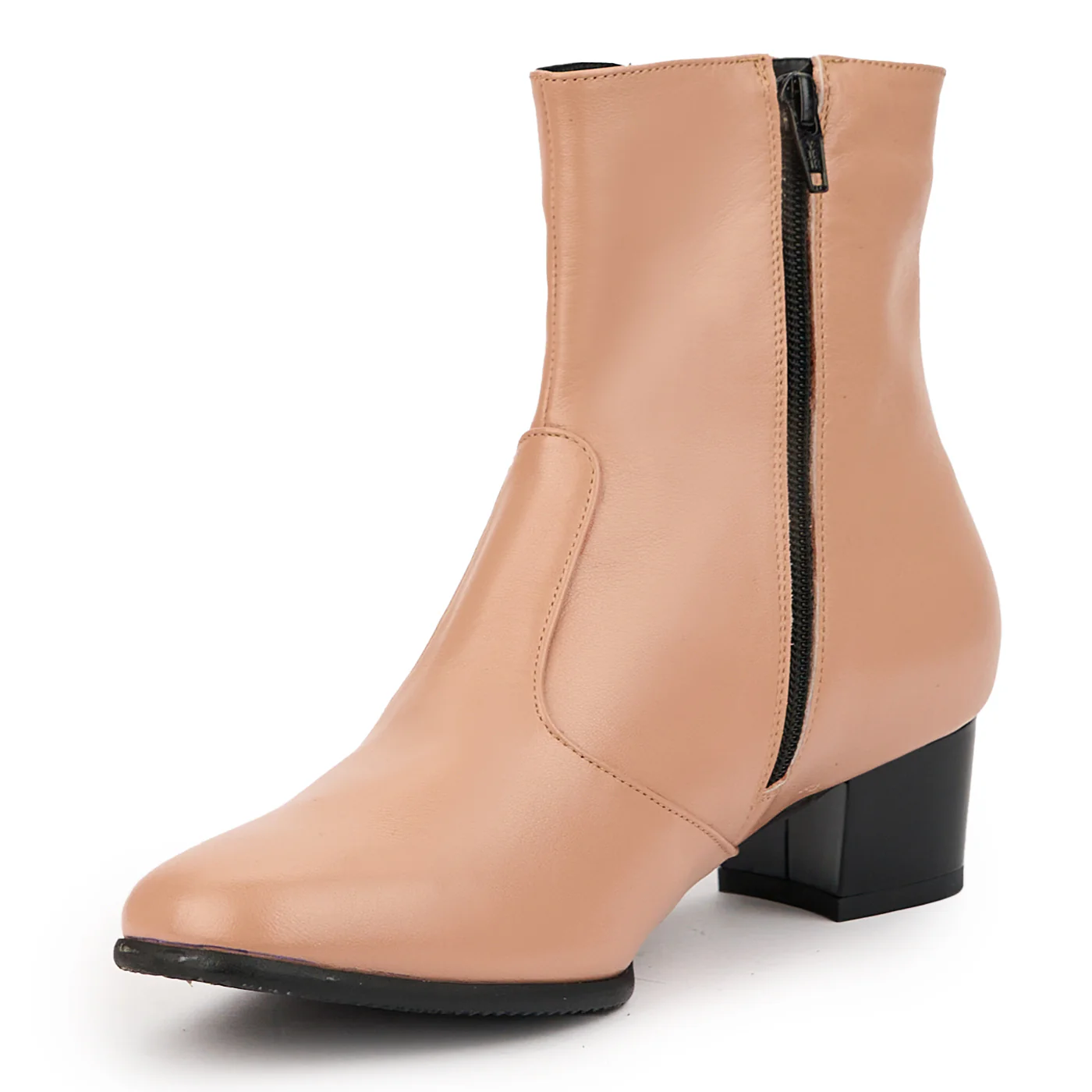 Botine dama din piele naturala roz-nude cu toc gros 4.5 cm 14726 - Image 3