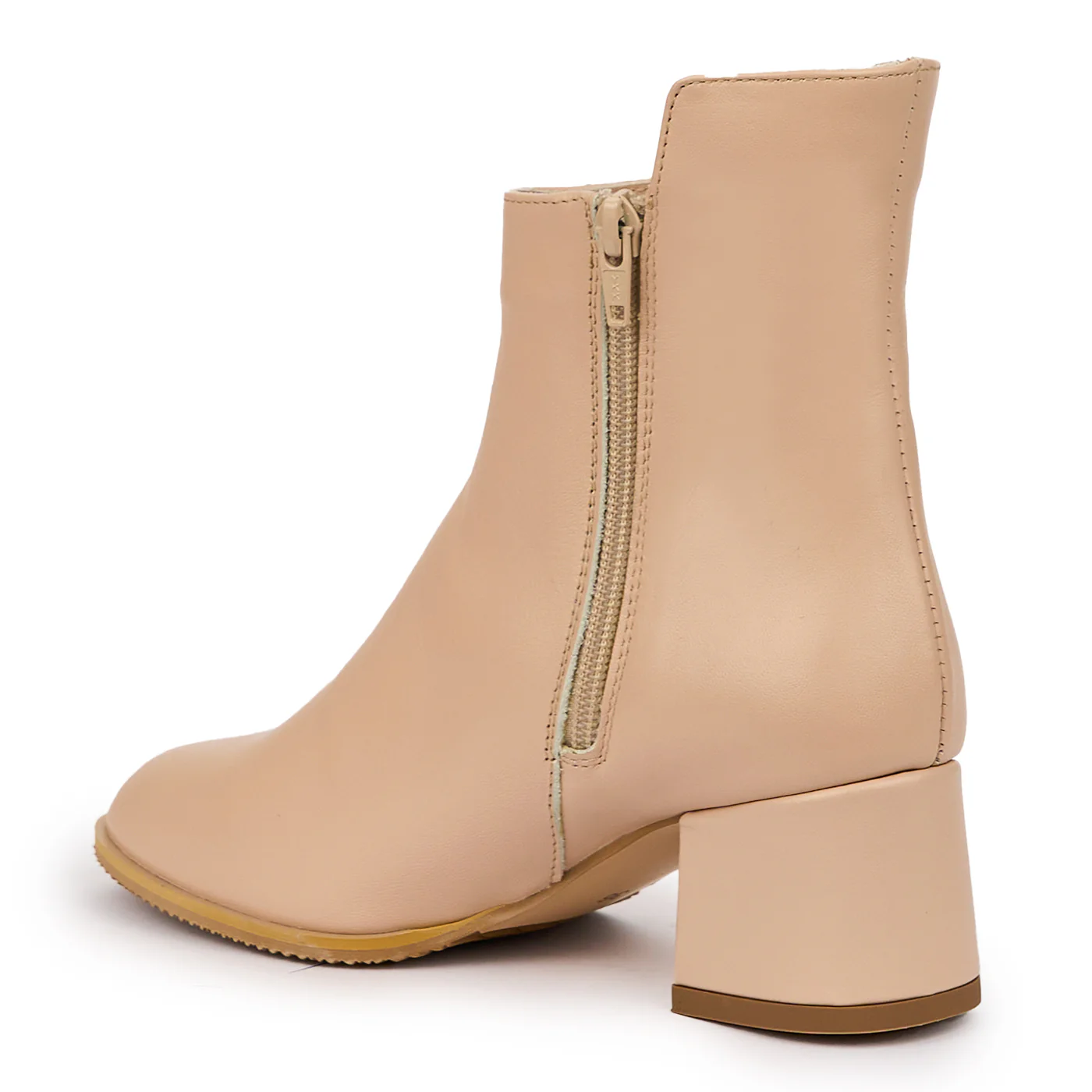Botine dama din piele naturala roz - nude cu toc gros 5.5 cm 14263 - Image 2