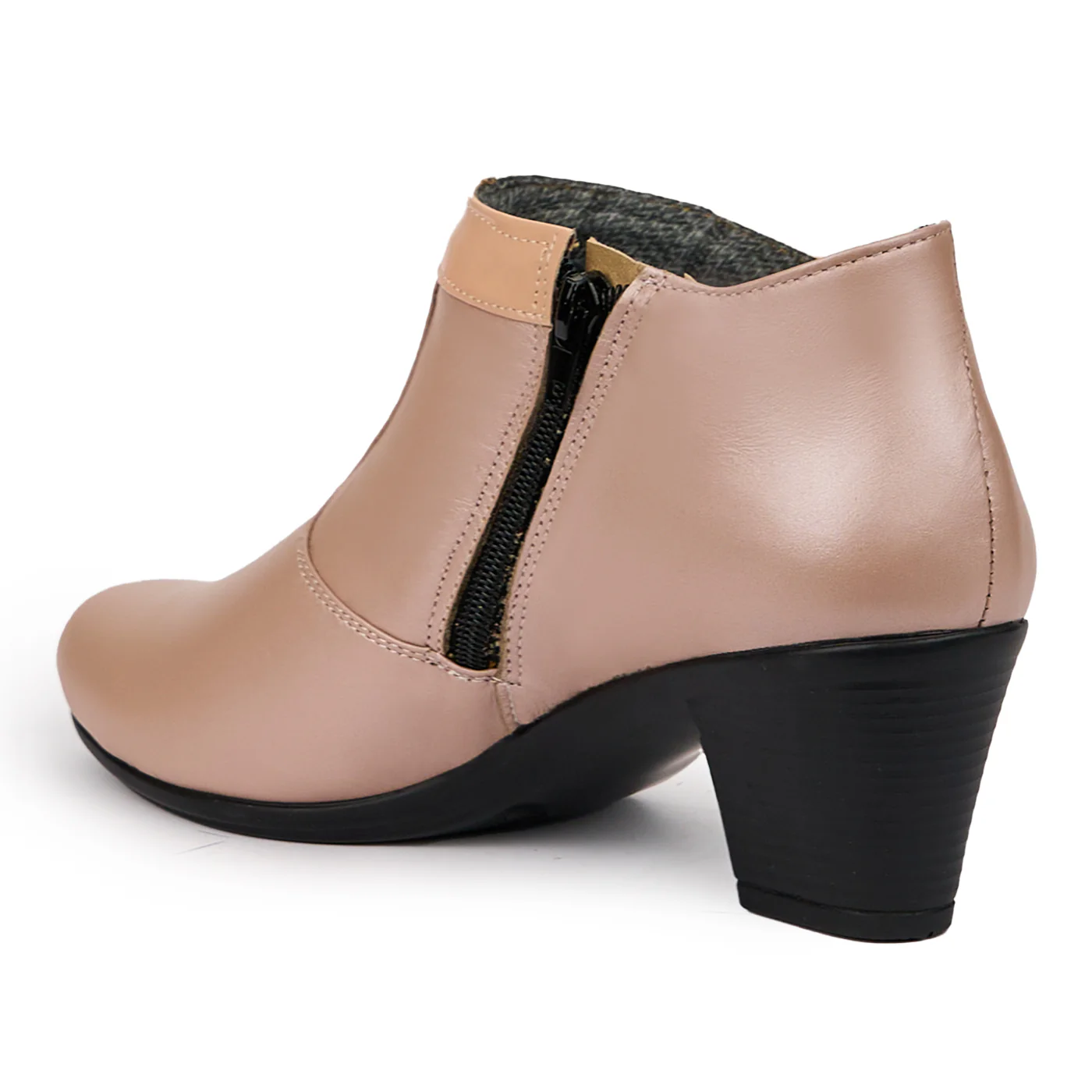 Botine dama din piele naturala roz - nude sidefat 14305 - Image 2