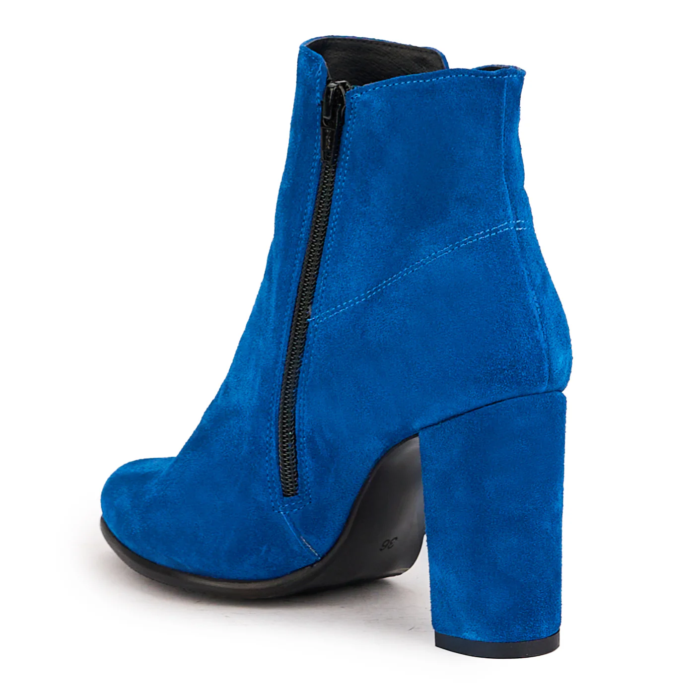 Botine dama din piele naturala turcoaz cu toc gros 9 cm 16696 - Image 2