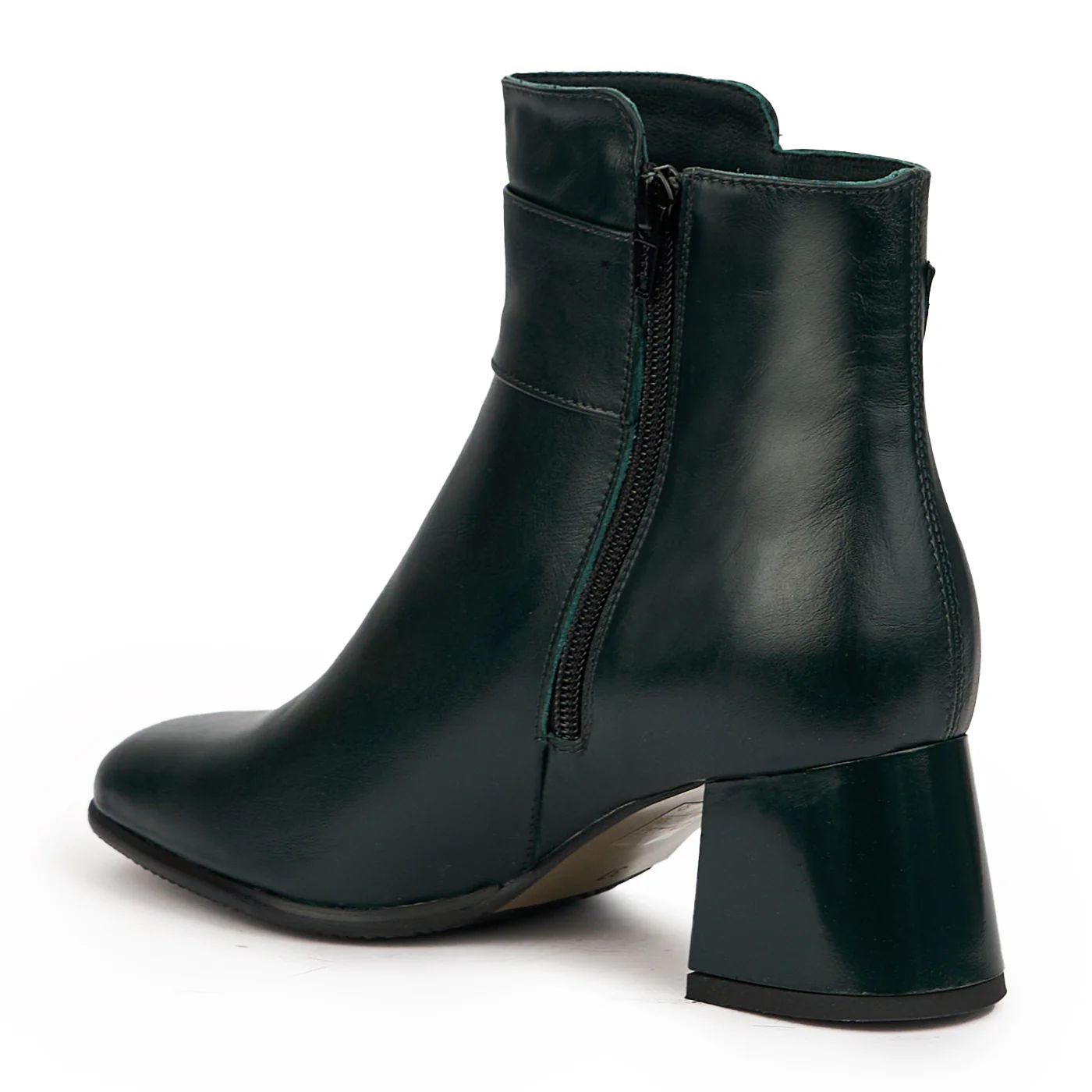 Botine dama din piele naturala verde cu toc gros 5.5 cm 14608 - Image 2