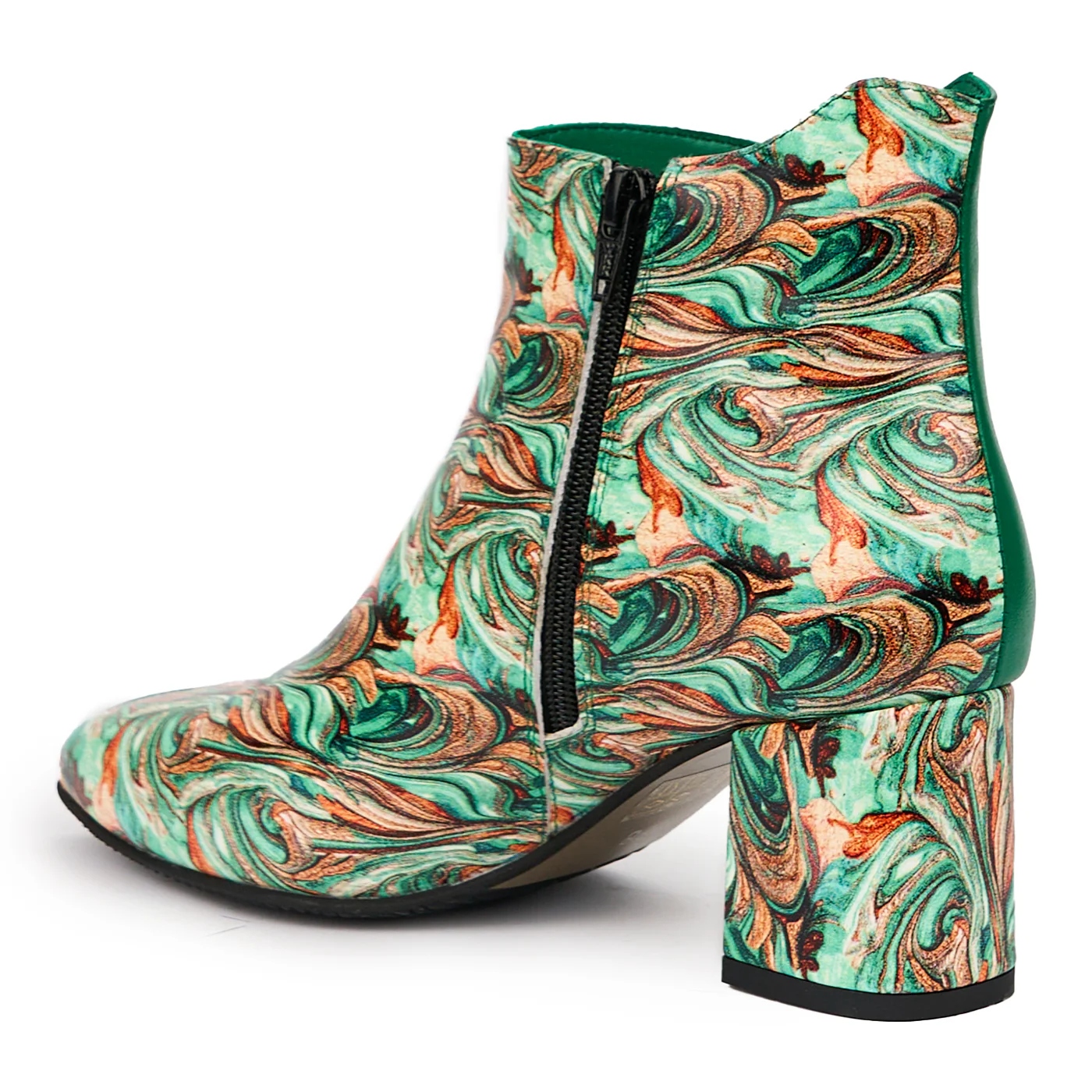 Botine dama din piele naturala verde cu toc gros 6.5 cm 14317 - Image 2