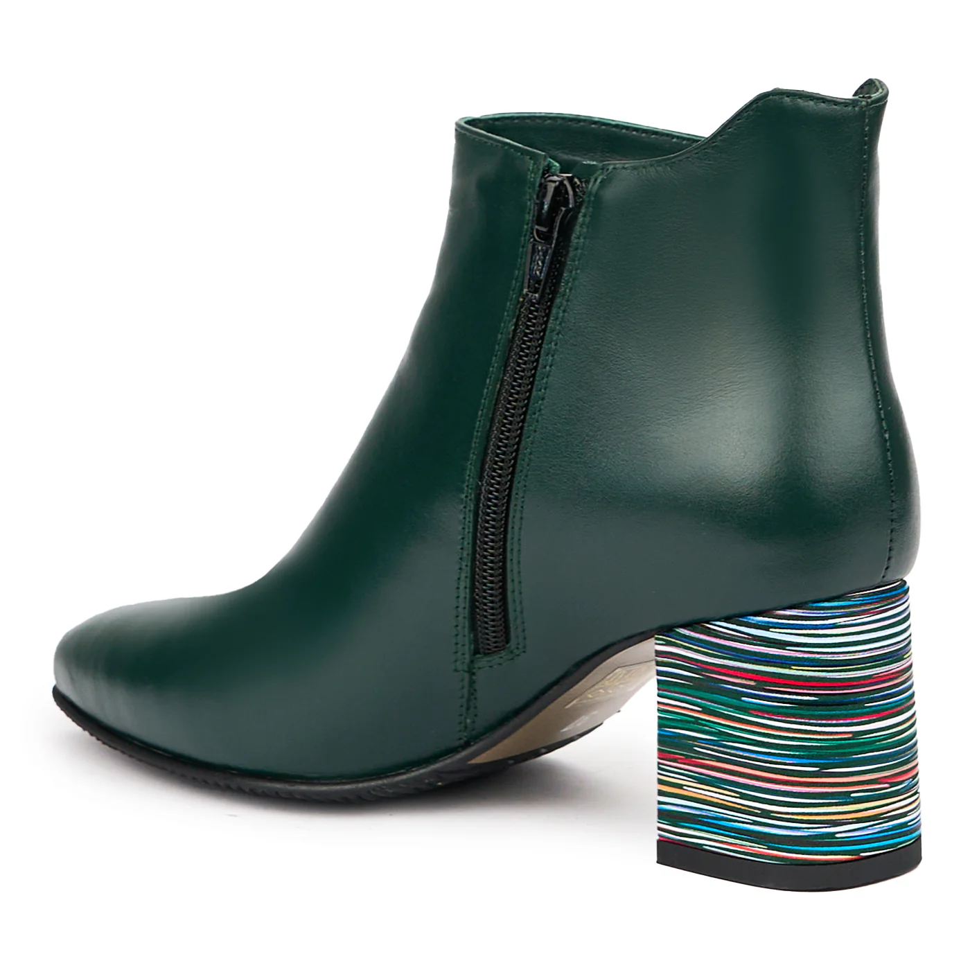 Botine dama din piele naturala verde cu toc gros 6.5 cm 14499 - Image 2