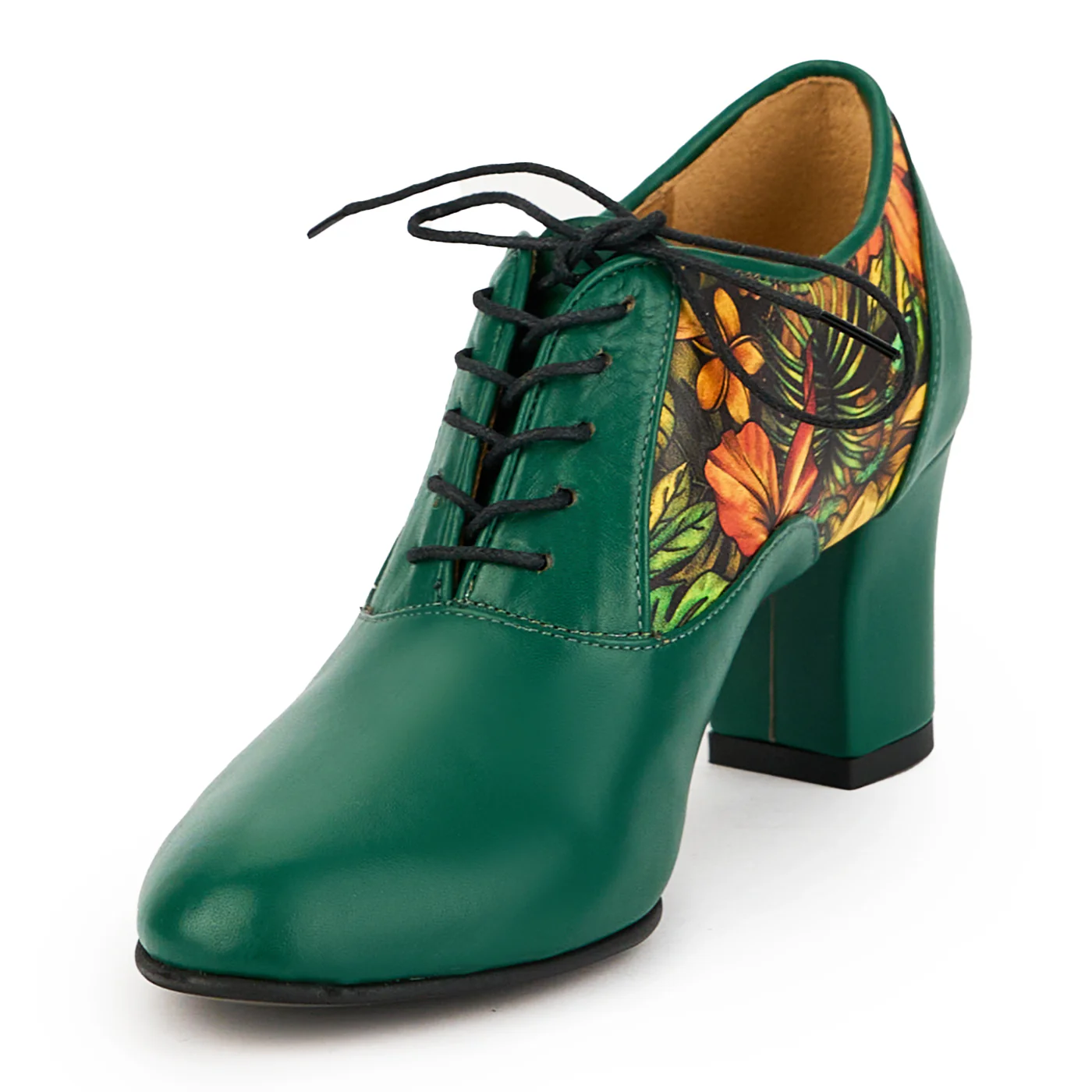 Botine dama din piele naturala verde cu toc gros 6.5 cm 14866 - Image 3