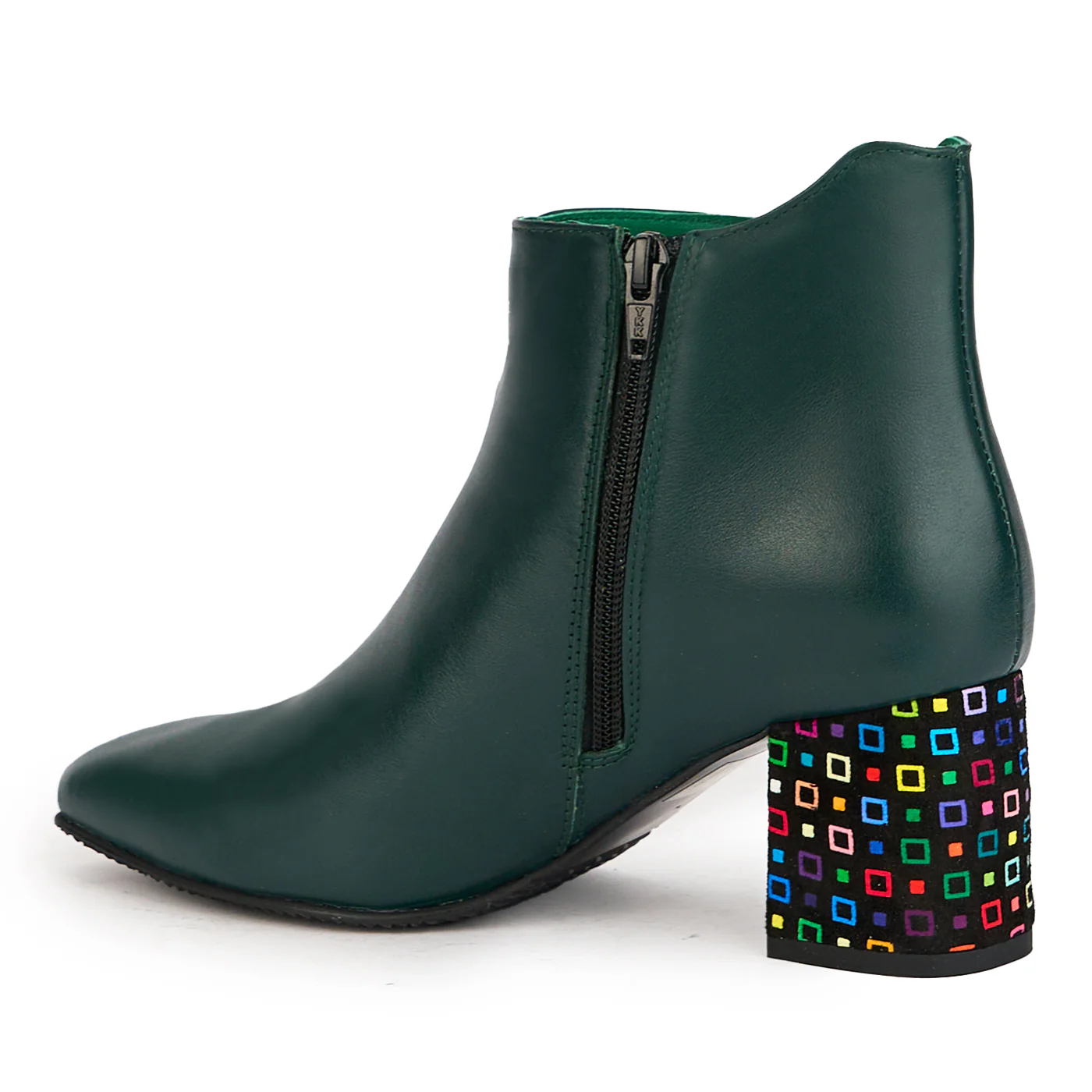 Botine dama din piele naturala verde cu toc gros 6.5 cm 17254 - Image 2