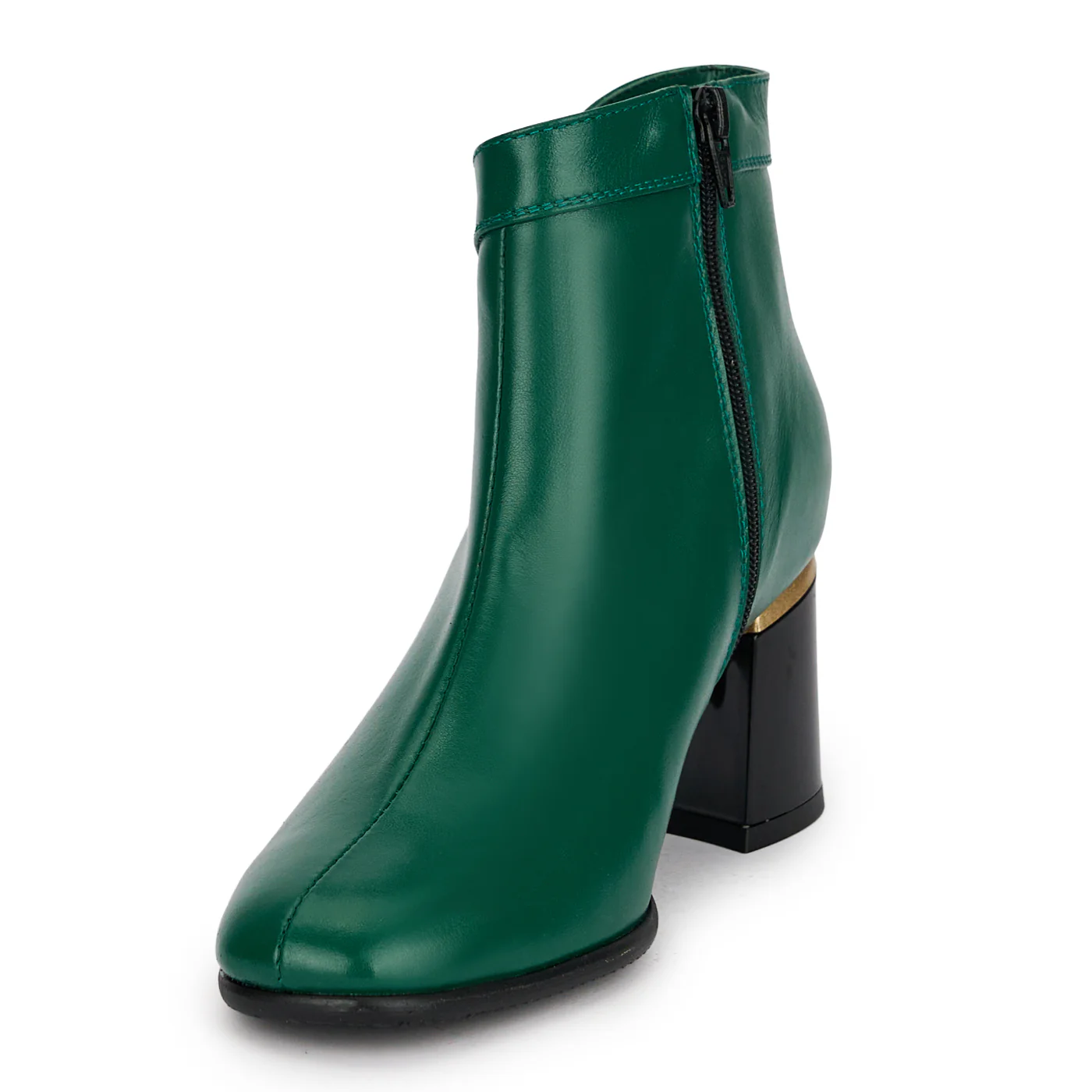 Botine dama din piele naturala verde cu toc gros 6.5 cm 18915 - Image 3