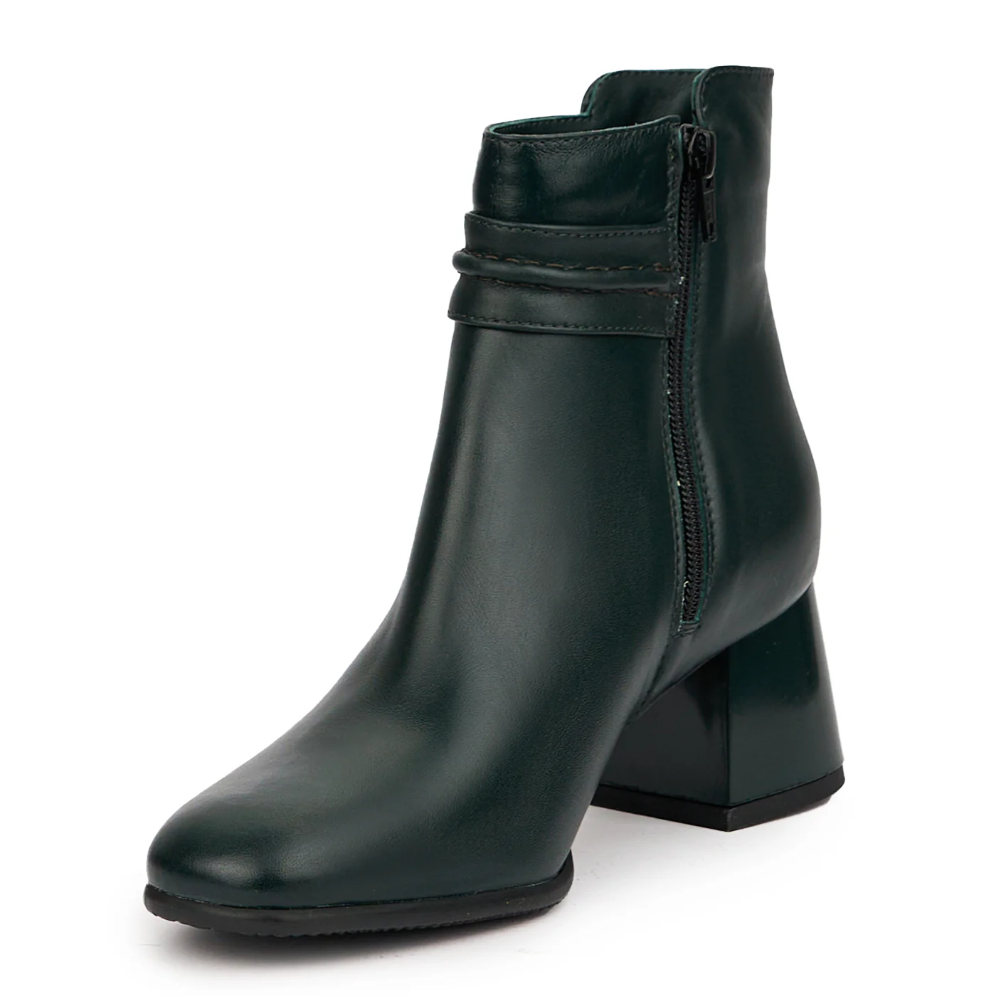 Botine dama din piele naturala verde cu toc gros 6 cm 14552 - Image 3
