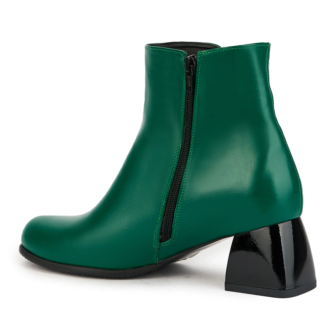 Botine dama din piele naturala verde cu toc gros 6 cm 17350 - Image 2