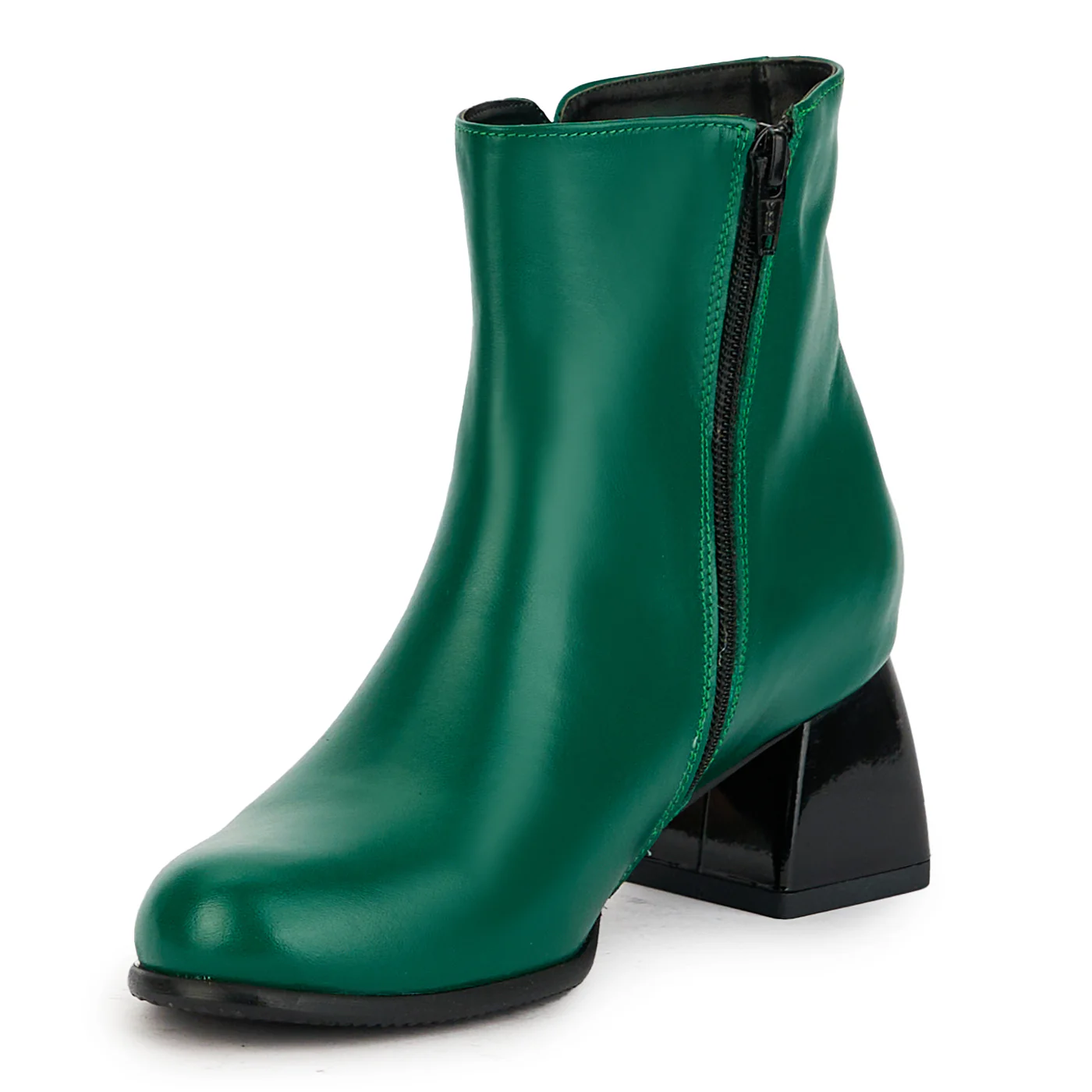 Botine dama din piele naturala verde cu toc gros 6 cm 17350 - Image 3