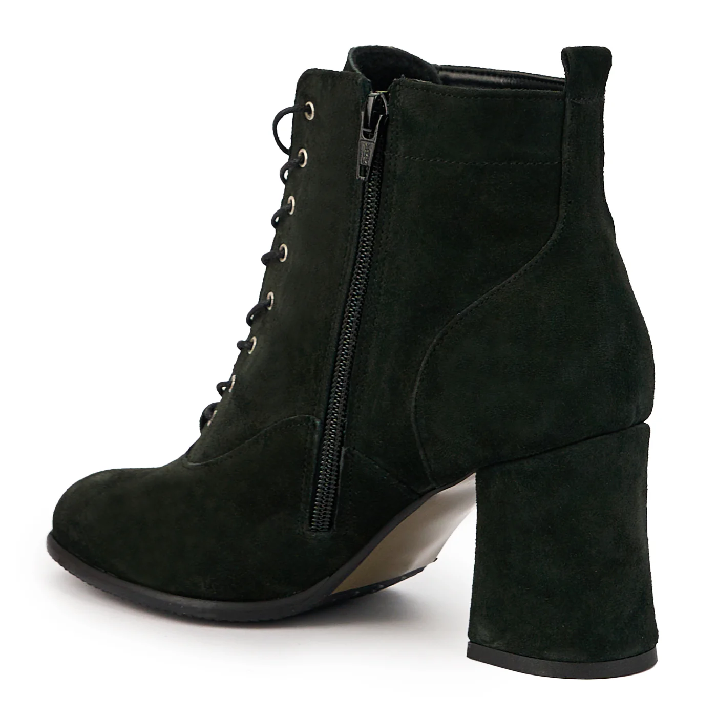 Botine dama din piele naturala verde cu toc gros 8 cm 14716 - Image 2