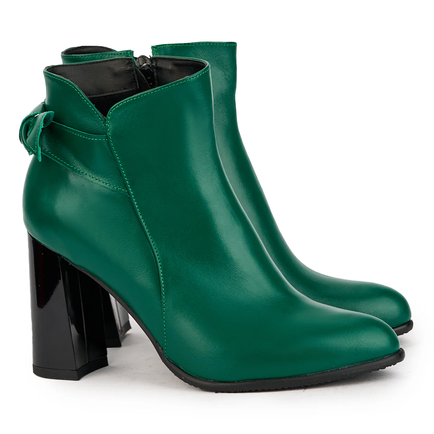 Botine dama din piele naturala verde cu toc gros 9.5 cm 17298 - Image 4