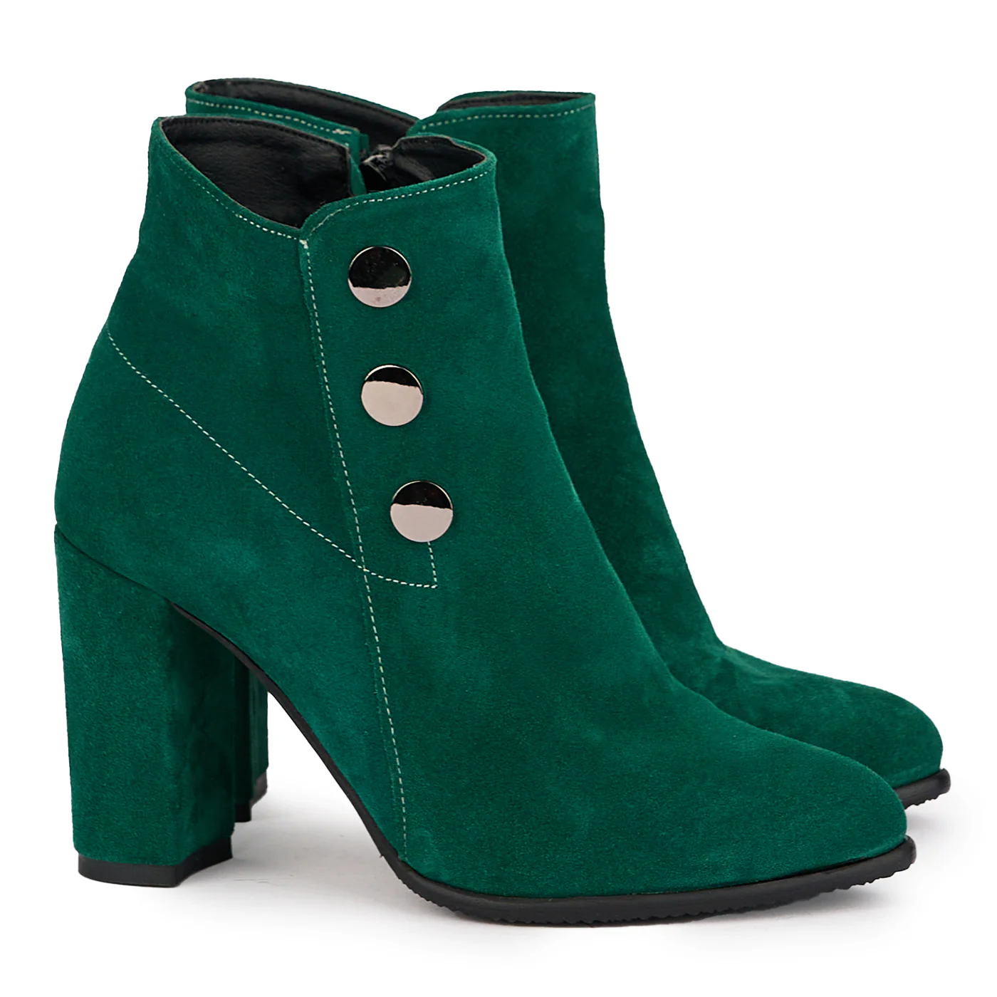 Botine dama din piele naturala verde cu toc gros 9 cm 16949 - Image 4
