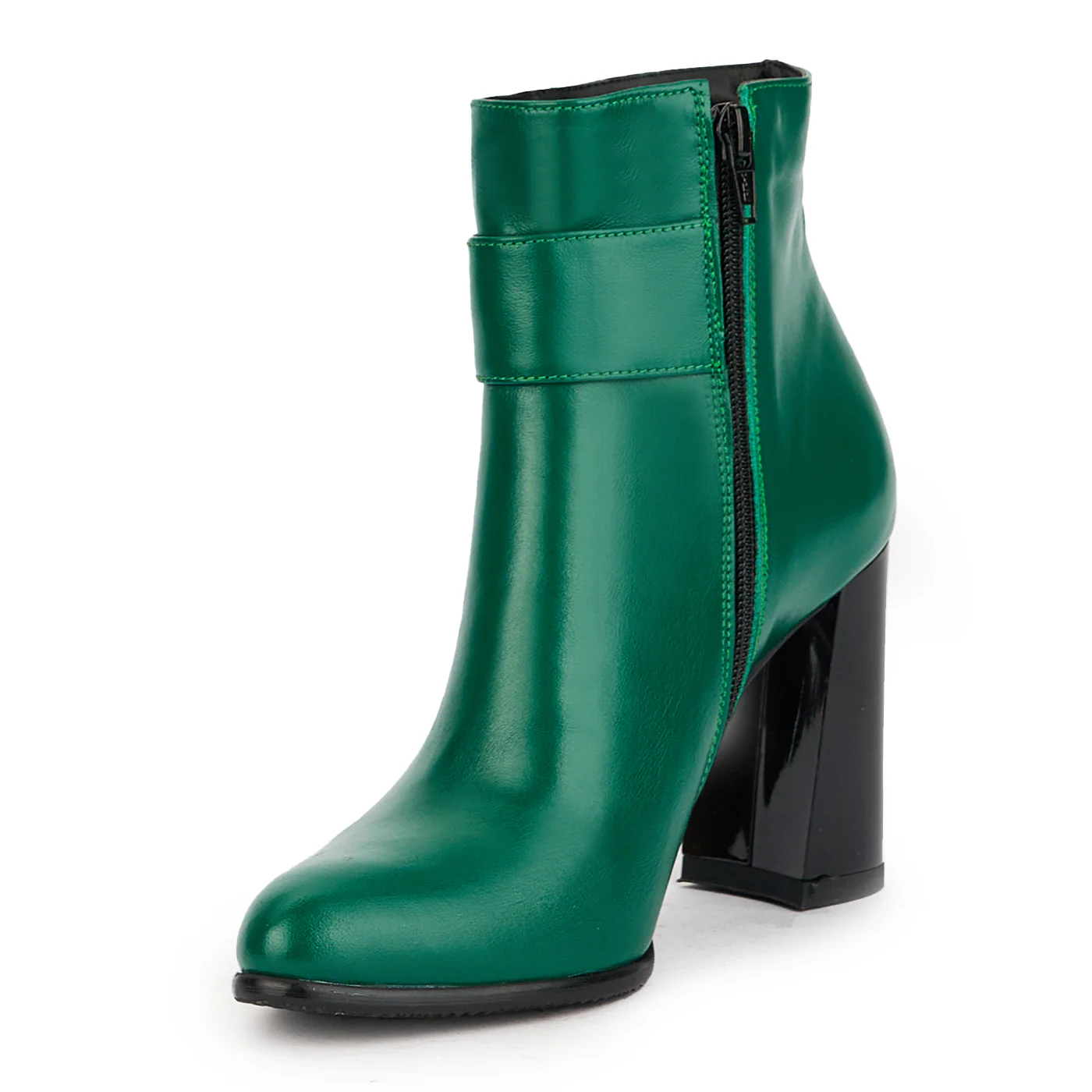 Botine dama din piele naturala verde cu toc gros 9 cm 17257 - Image 3