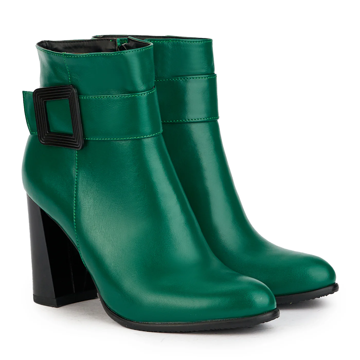 Botine dama din piele naturala verde cu toc gros 9 cm 17257 - Image 4